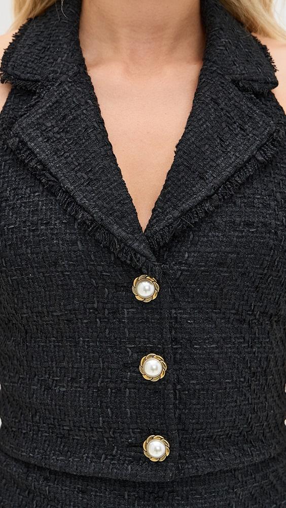 alice + olivia Meri Cropped Halter Blazer Top | Shopbop Product Image