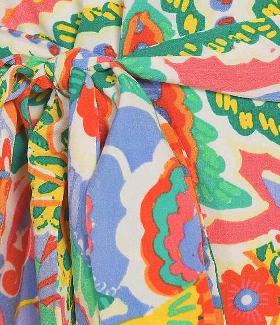 Jessica Howard Split V-Neck Floral Print 3/4 Sleeve A-Line Dress Product Image