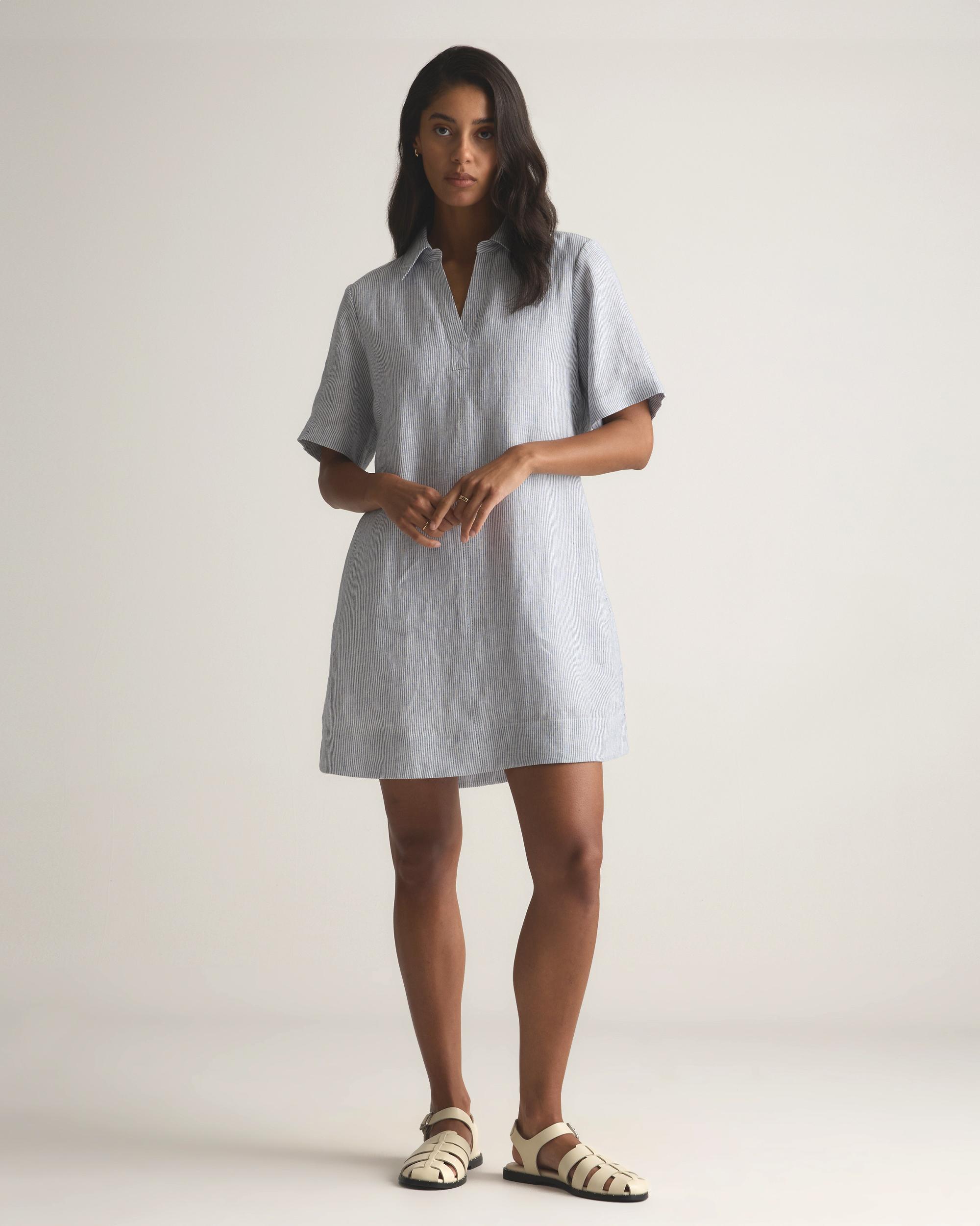 Quince | Women's 100% European Linen Popover Mini Dress Product Image