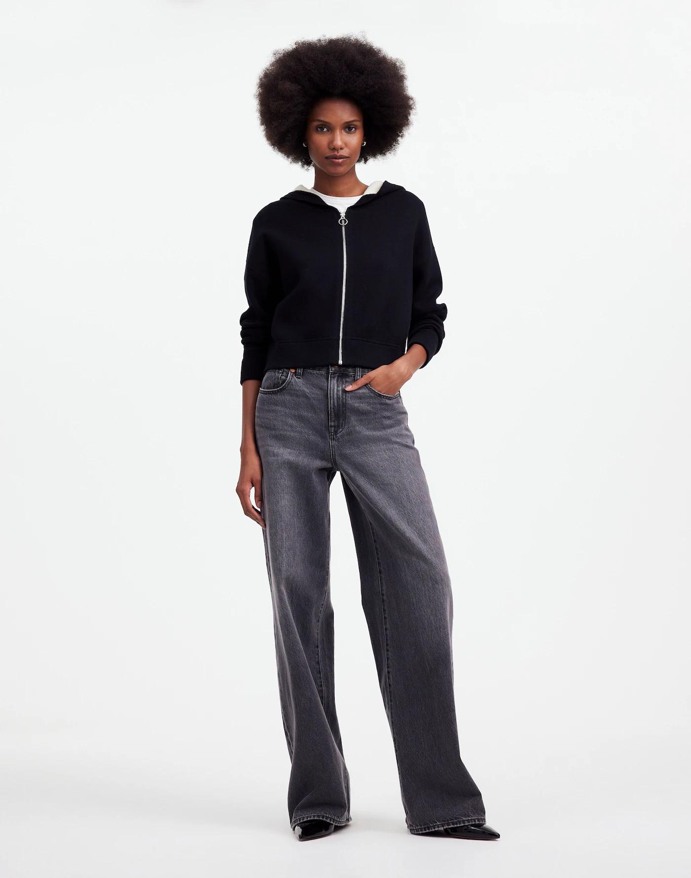 Double-Face Cotton-Blend Sweater Hoodie Product Image