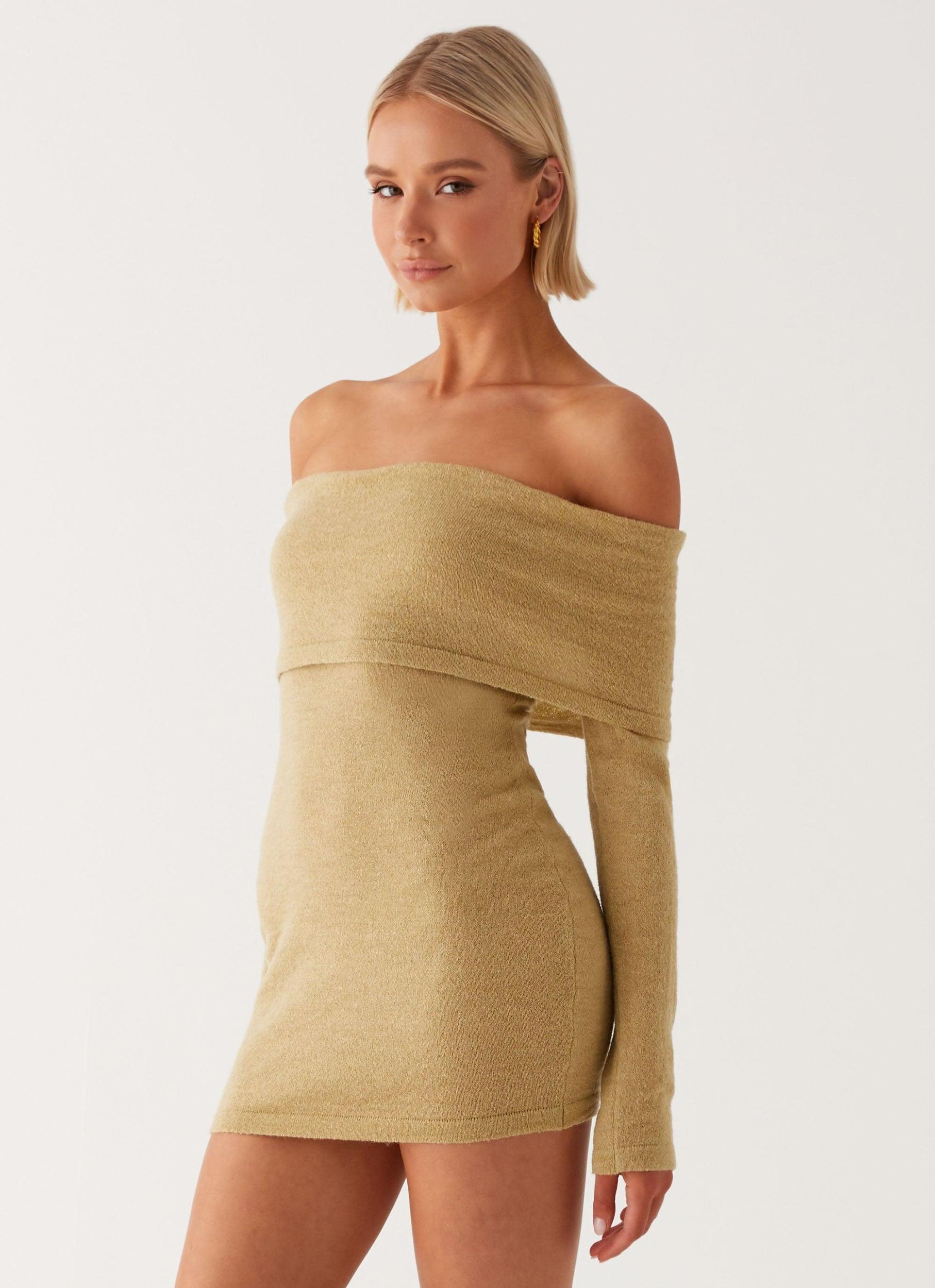 Myla Off Shoulder Mini Dress - Camel Product Image