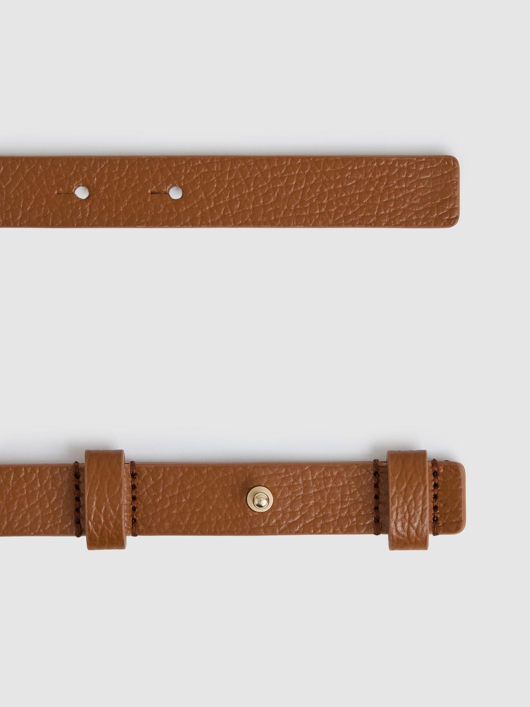 Leather Sculpted-Hardware Belt in Tan Product Image