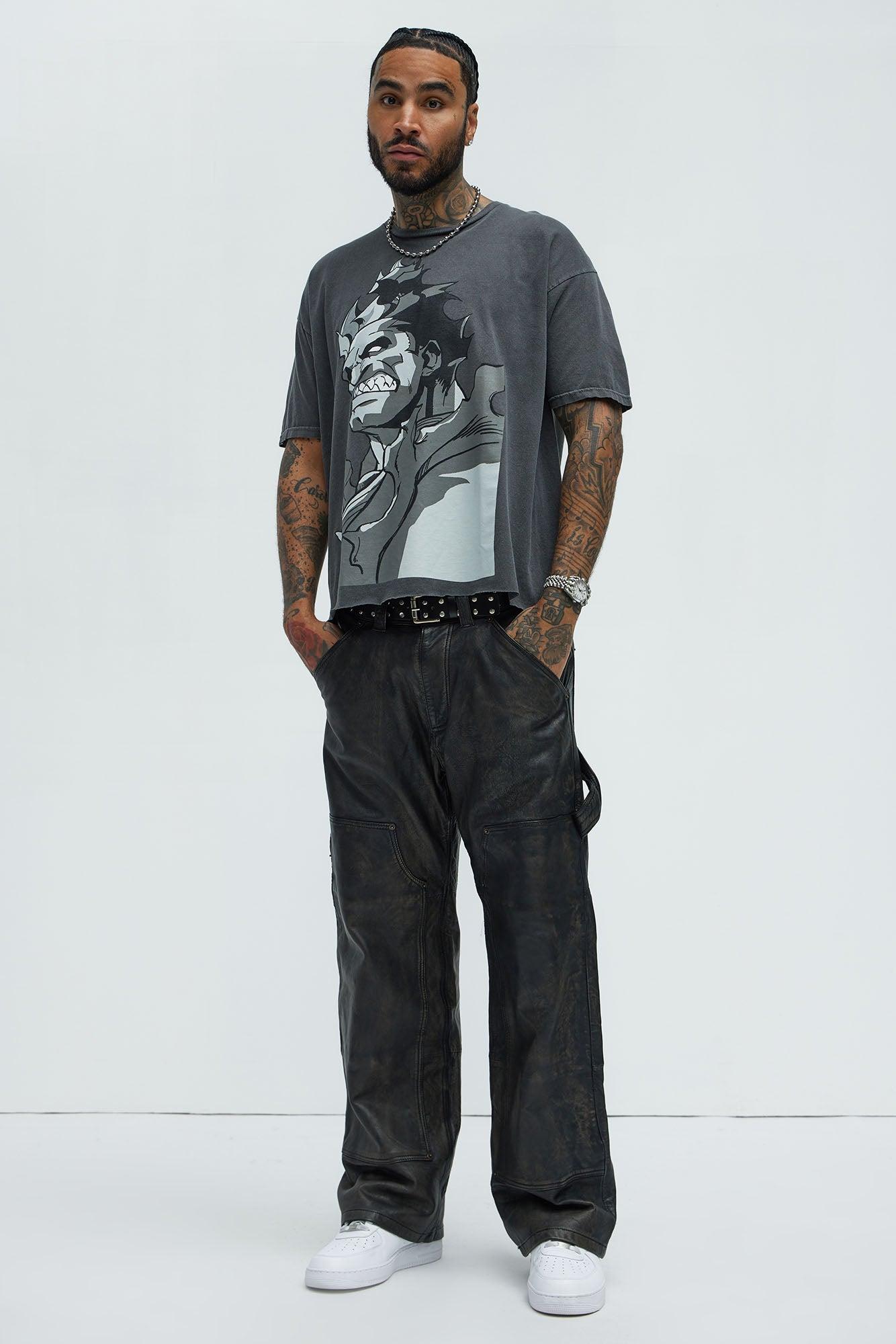 Street Fighter Akuma Oversized Short Sleeve Tee - Black Wash Product Image