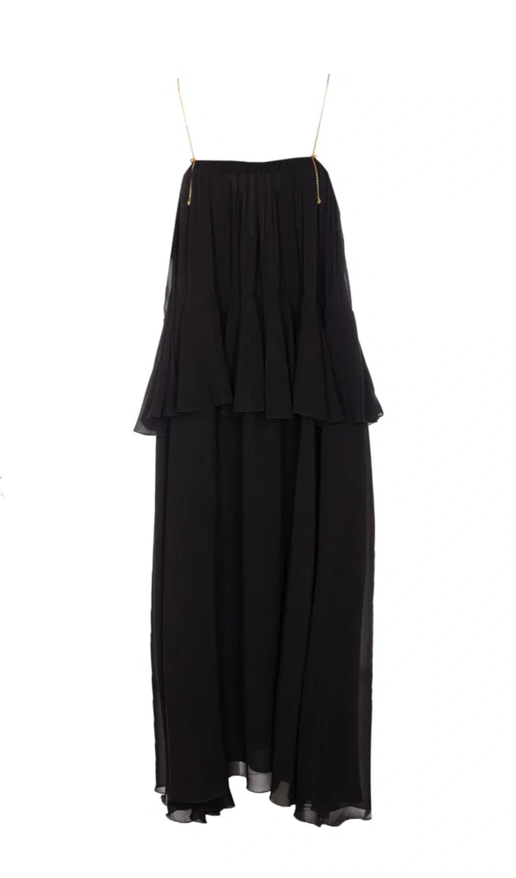 CHLOÉ Open-back Embellished Tiered Silk-georgette Maxi Dress In Black Product Image