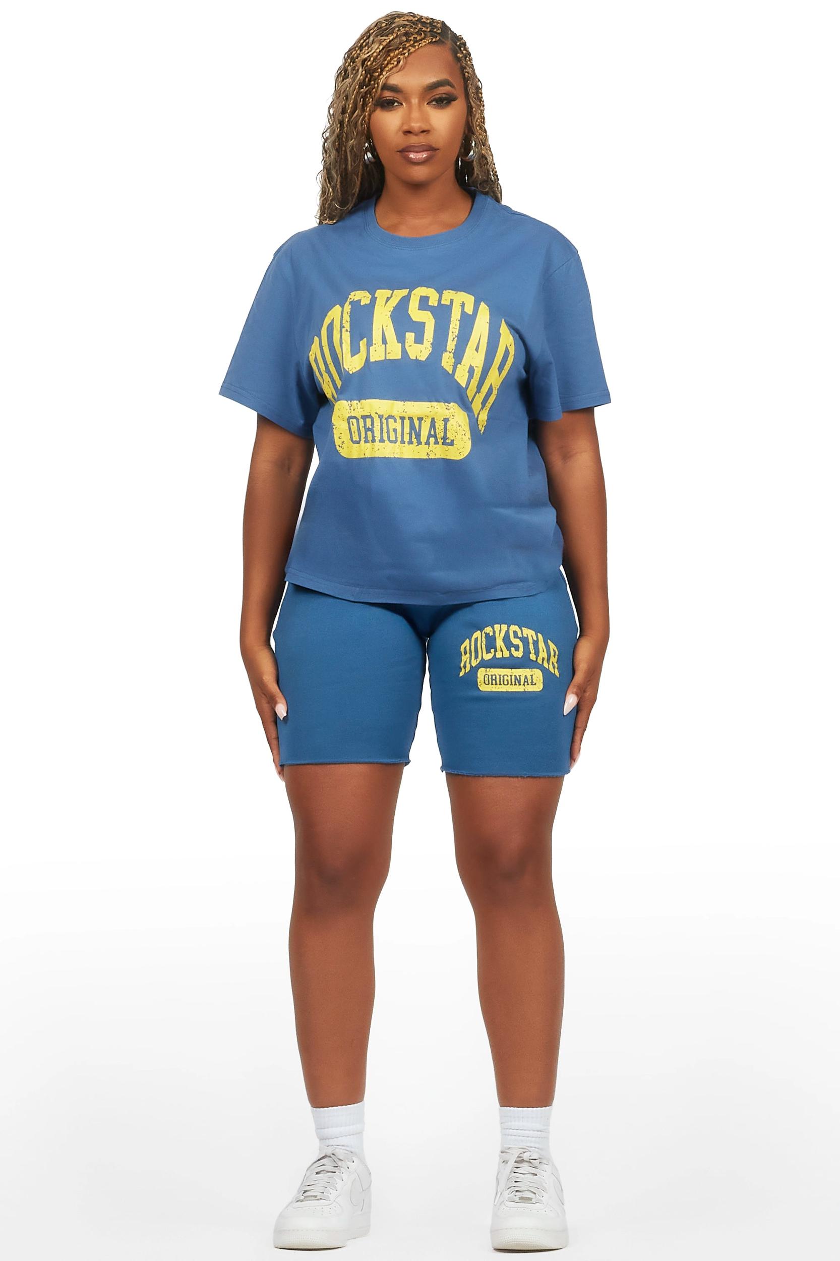 Javonuna Navy T-Shirt Short Set Female Product Image