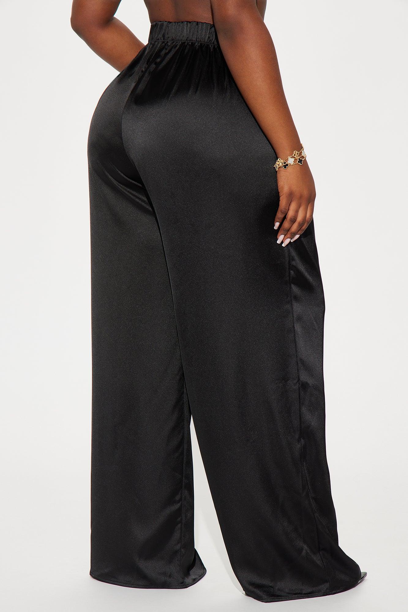 Tone It Down Satin Trouser - Black Product Image