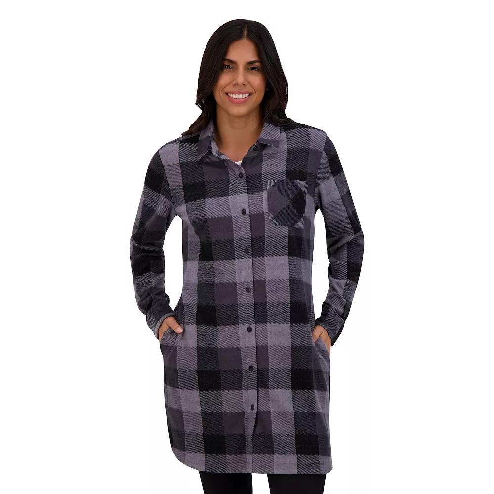 Women's ZeroXposur Luna Brushed Knit Plaid Shirtdress, Size: Small, Fig Scotch Product Image