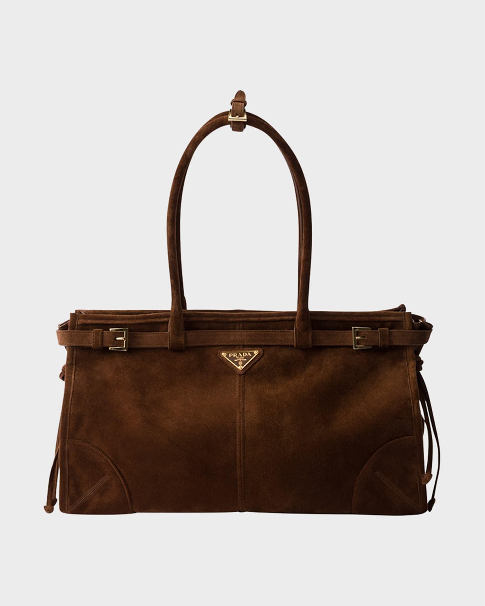 Buckle Suede Top-Handle Bag Product Image
