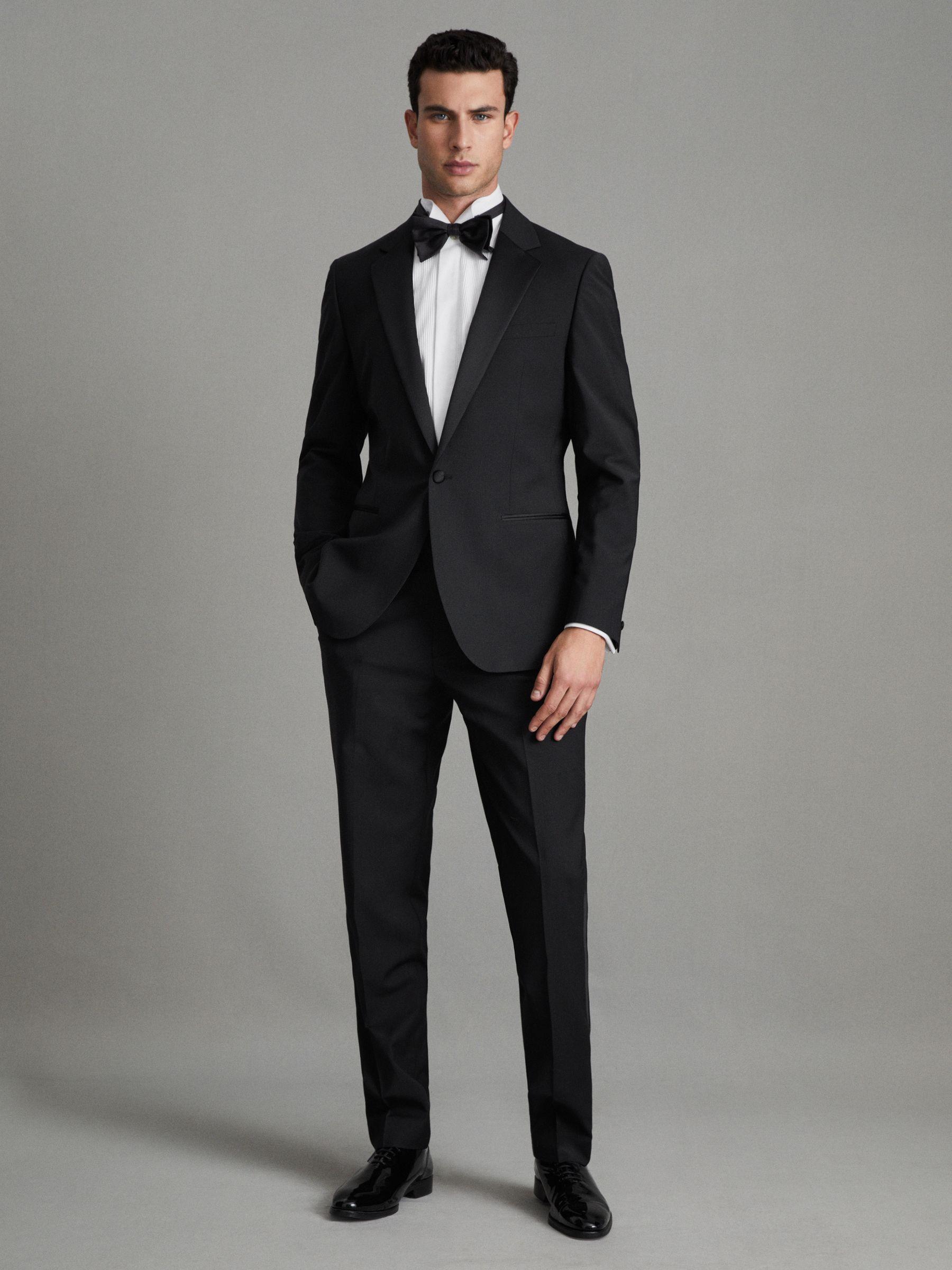 Single Breasted Tuxedo Slim Fit Jacket in Black Product Image