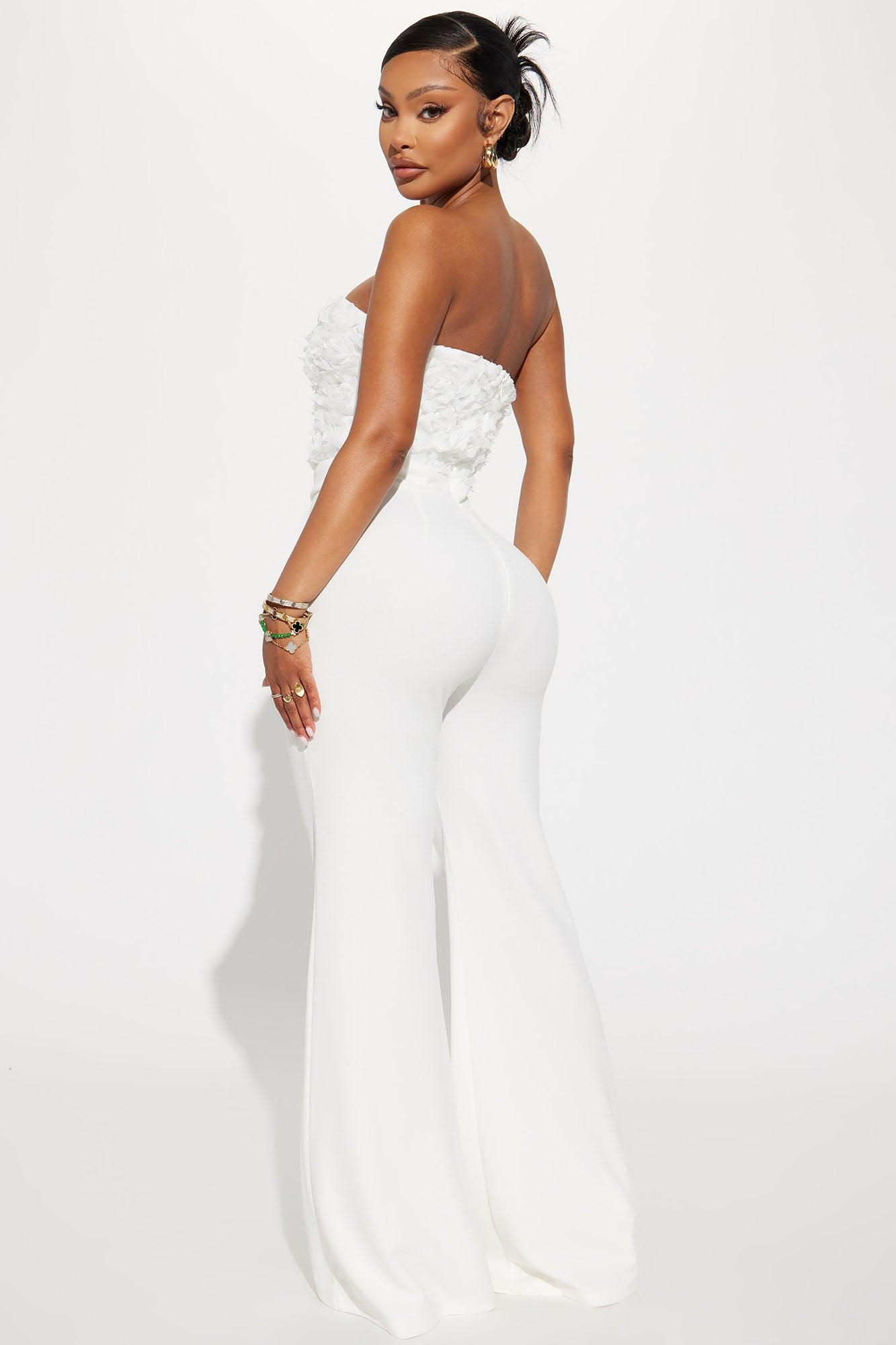 Diana 3D Floral Jumpsuit - White Product Image