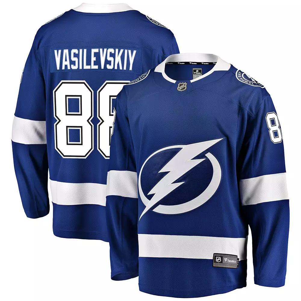 Men's Fanatics Branded Andrei Vasilevskiy Blue Tampa Bay Lightning Home Premier Breakaway Player Jersey, Size: XS, Lgh Blue Product Image
