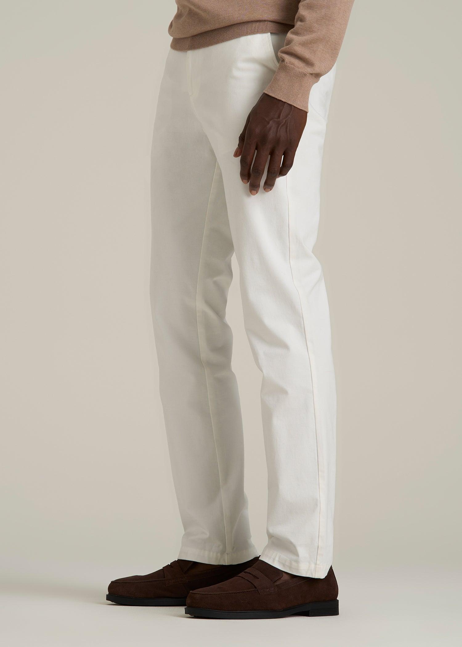 4 Way Stretch Commuter TAPERED Chino Pants for Tall Men in White Alyssum Male Product Image