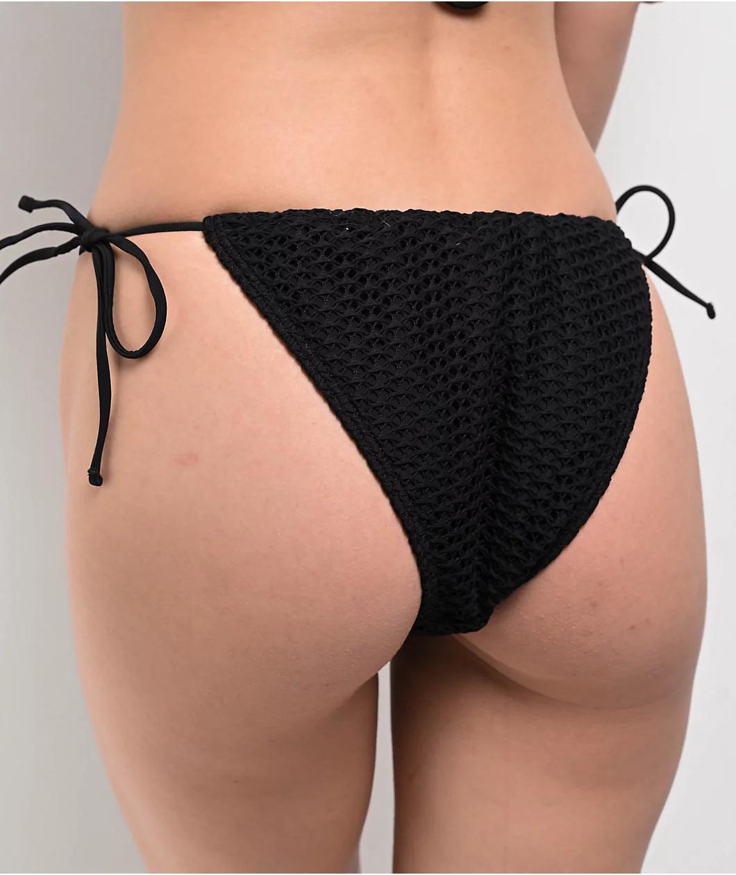 Damsel Becca Web Crochet Black High Leg Bikini Bottom Product Image