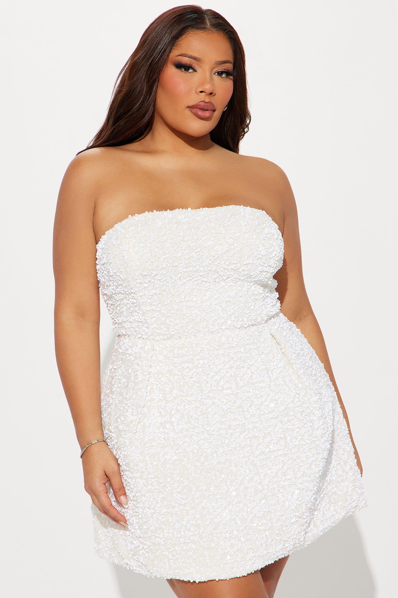 Katerina Sequin Mini Dress - Ivory Product Image