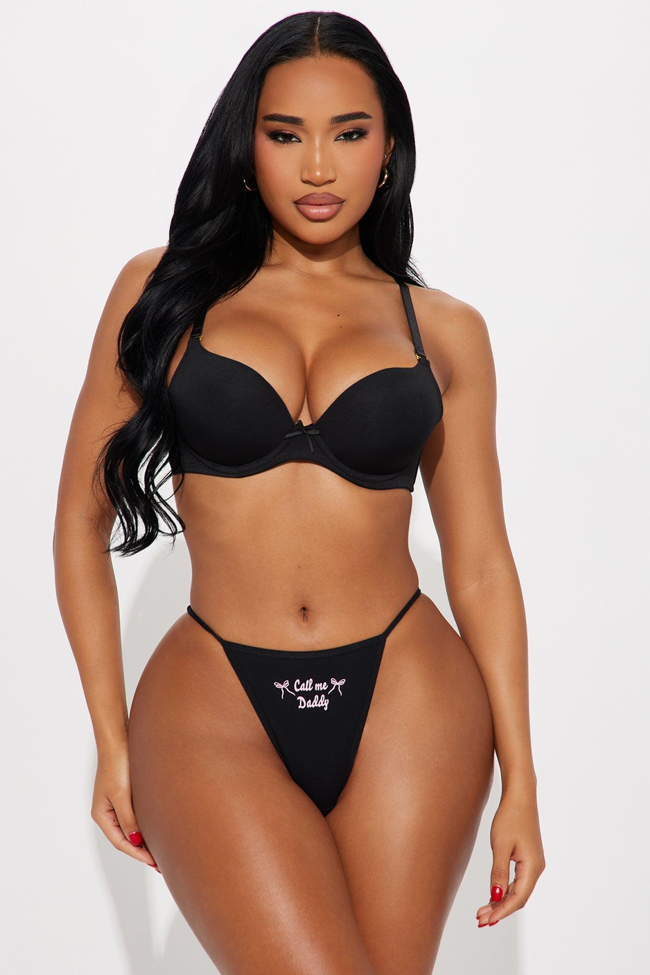 Call Me Daddy G String Panty - Black Female Product Image