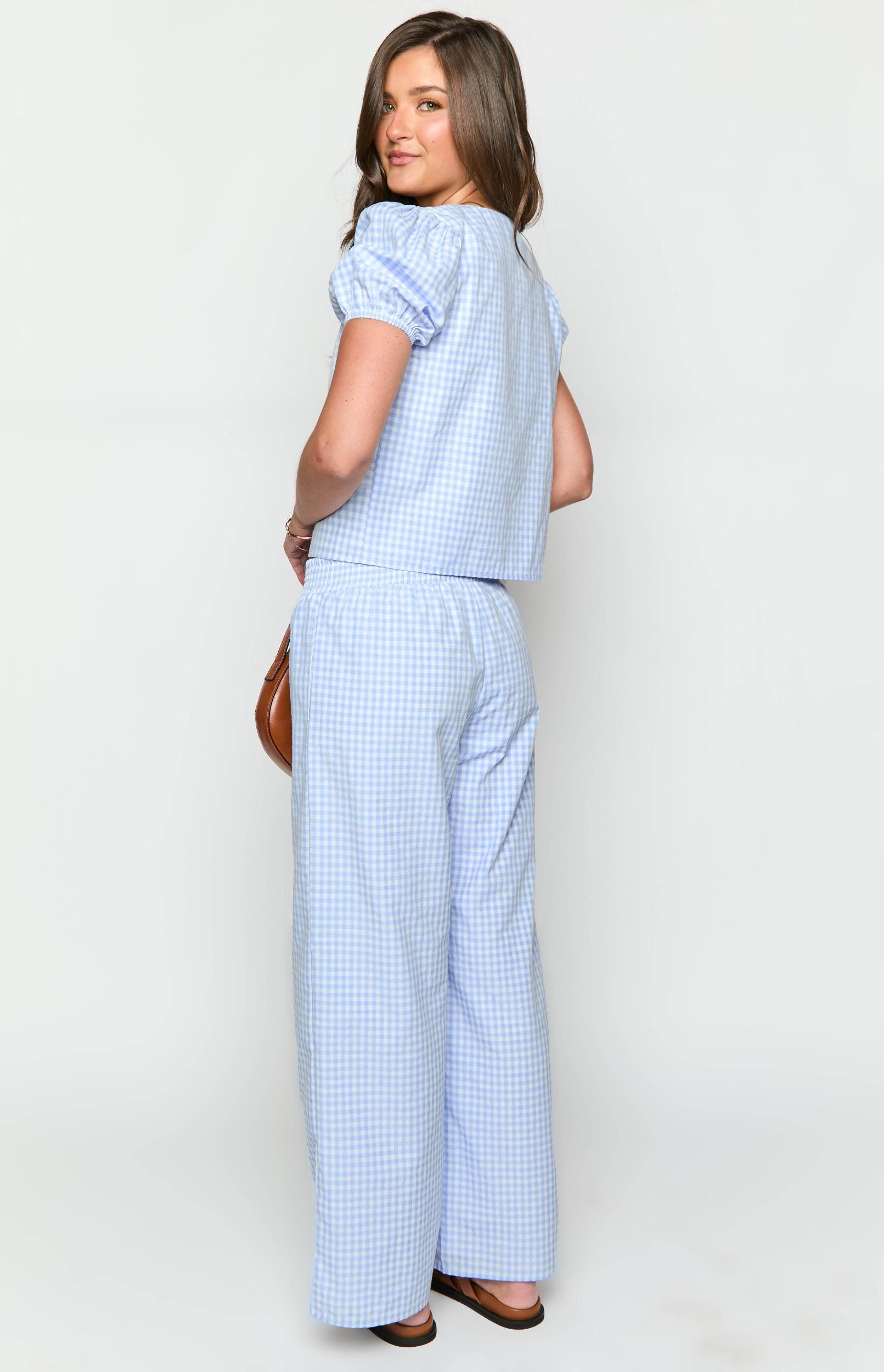 Lunya Blue Gingham Pants Baby Product Image