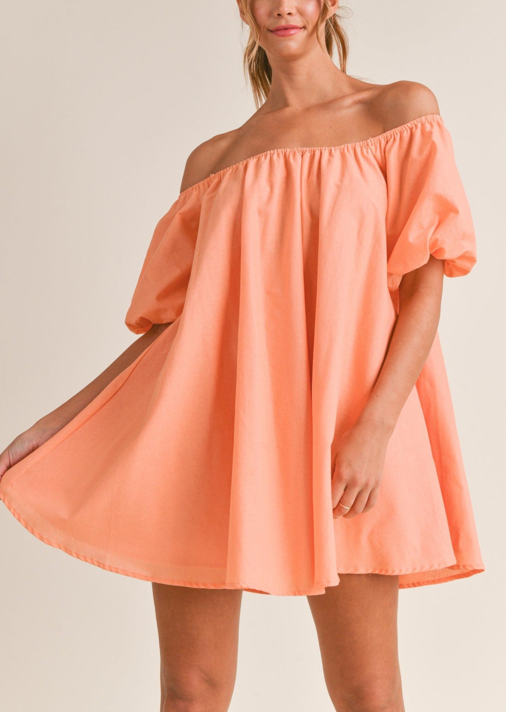Off Shoulder Puff Sleeve Mini Dress Product Image