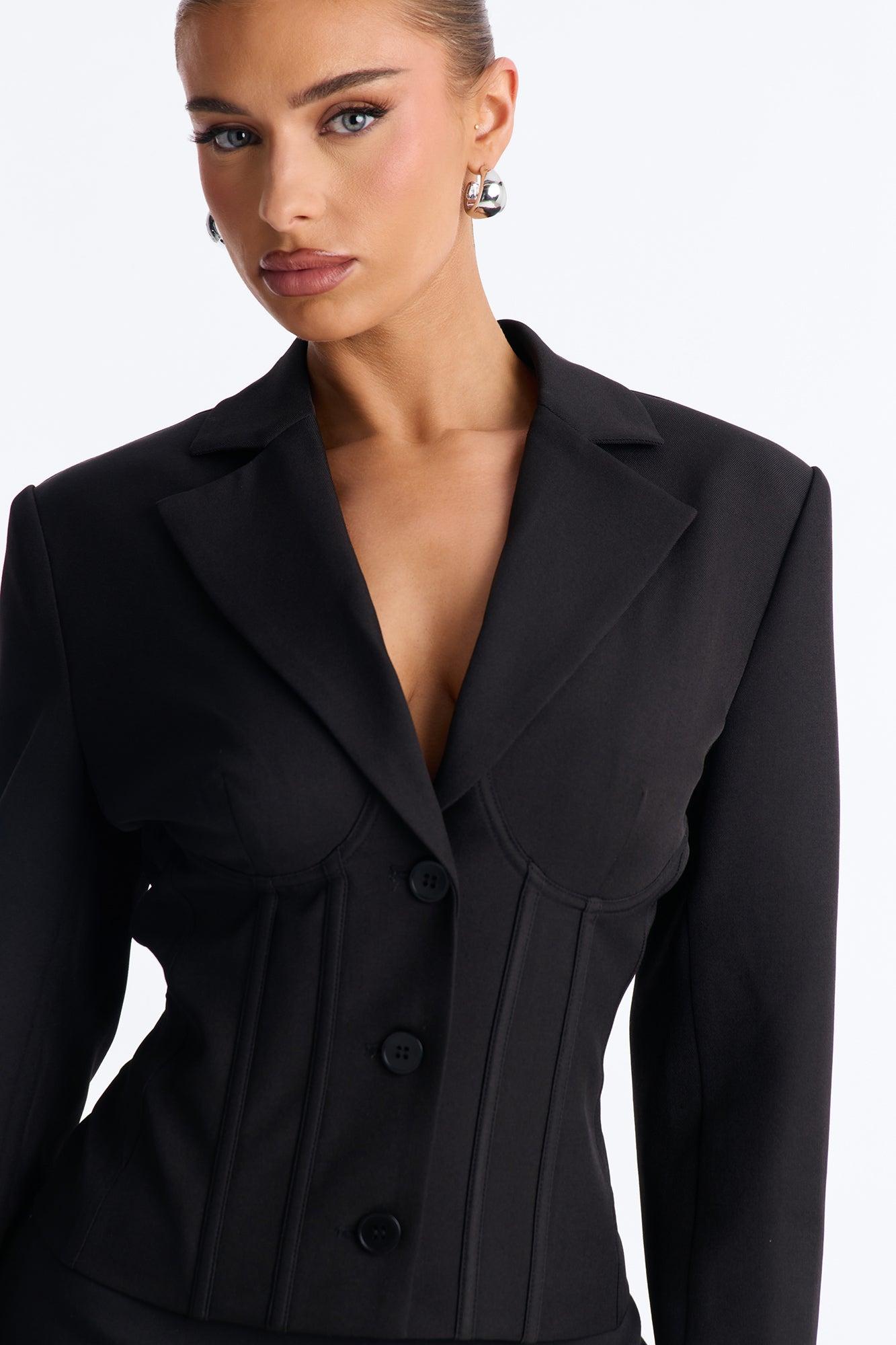 Where's Your Waist Corset Fitted Blazer - Black Female Product Image