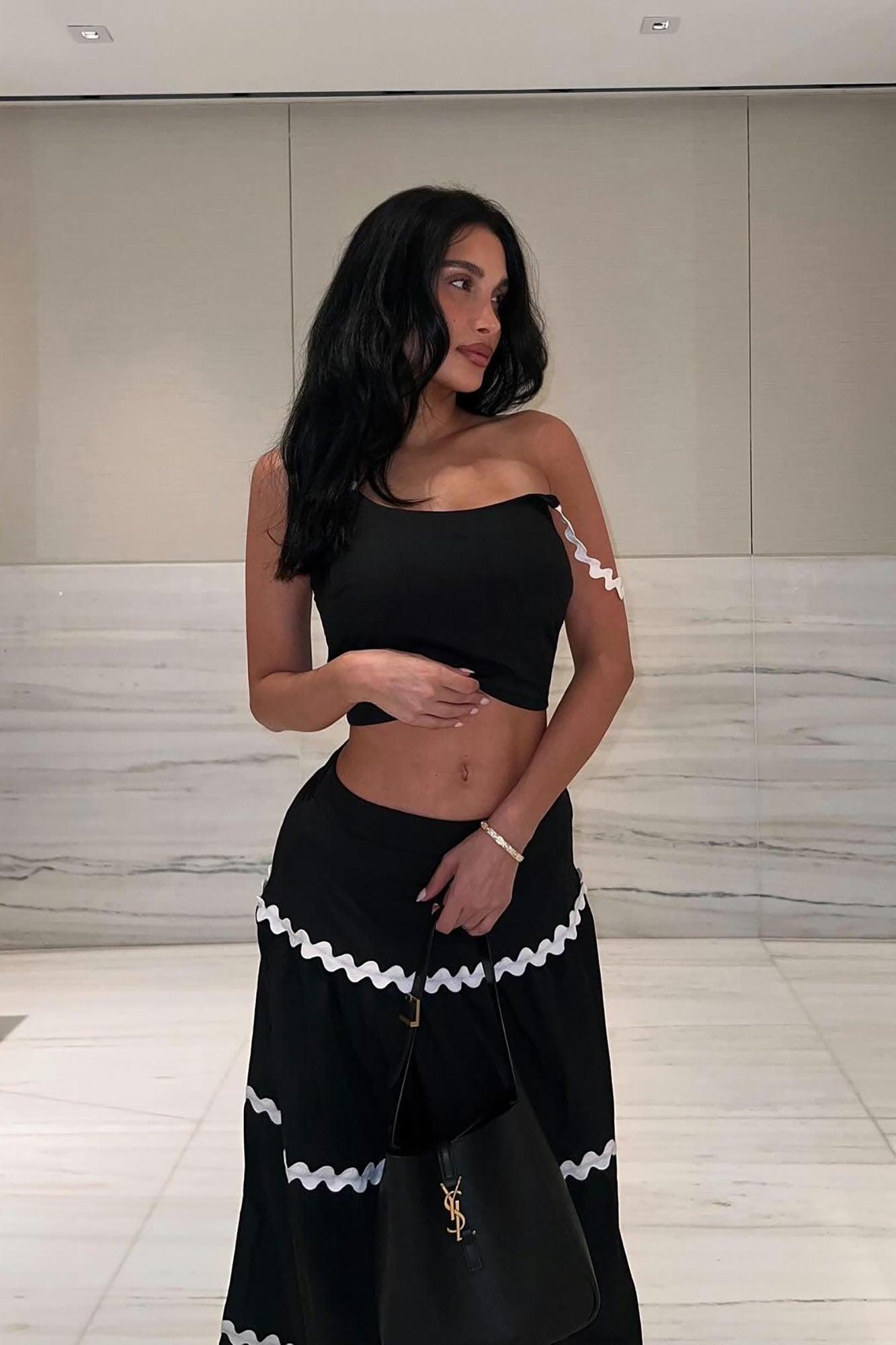 Celina Maxi Skirt Set - Black/White Female Product Image