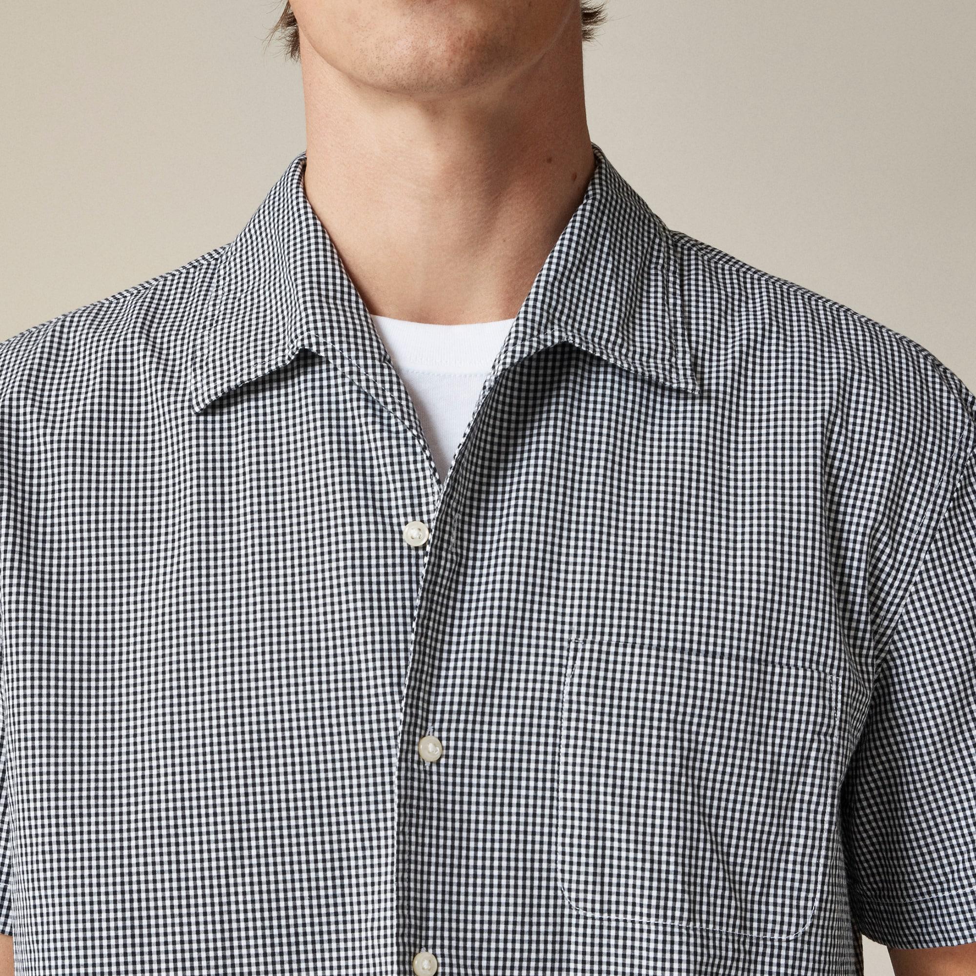 Short-sleeve Secret Wash cotton poplin camp-collar shirt Product Image