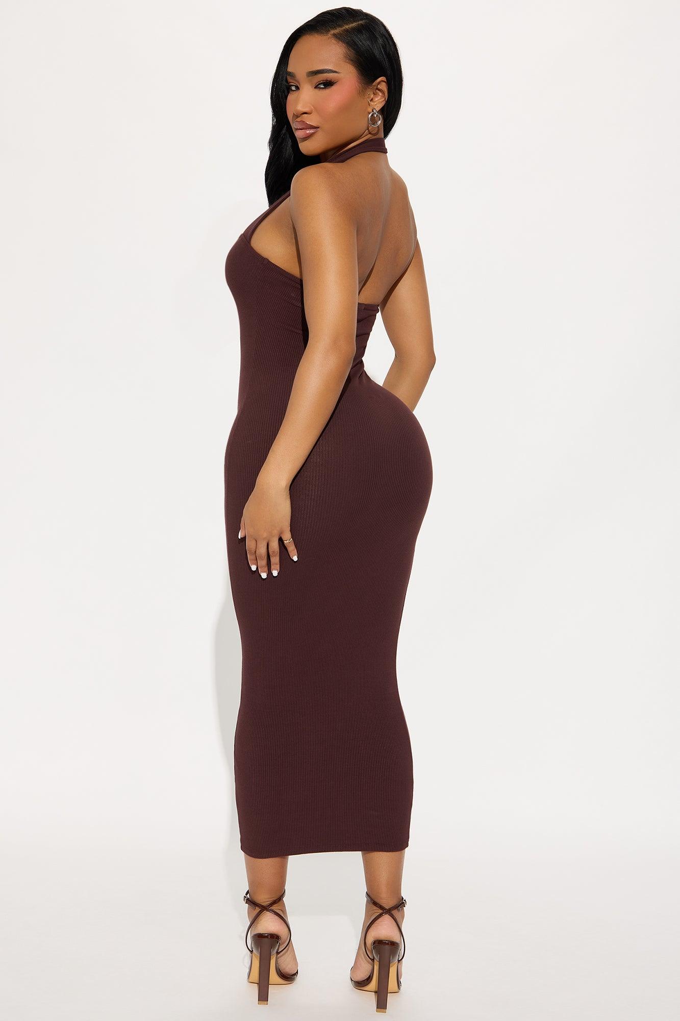 Lily Snatched Midi Dress - Chocolate Product Image