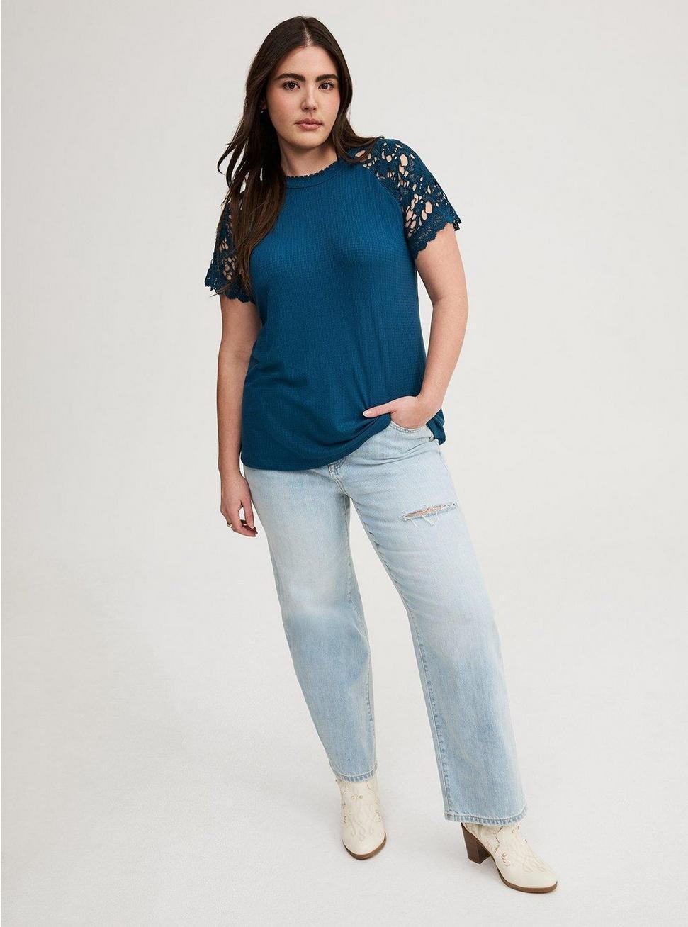 Crochet Raglan Crew Top Product Image