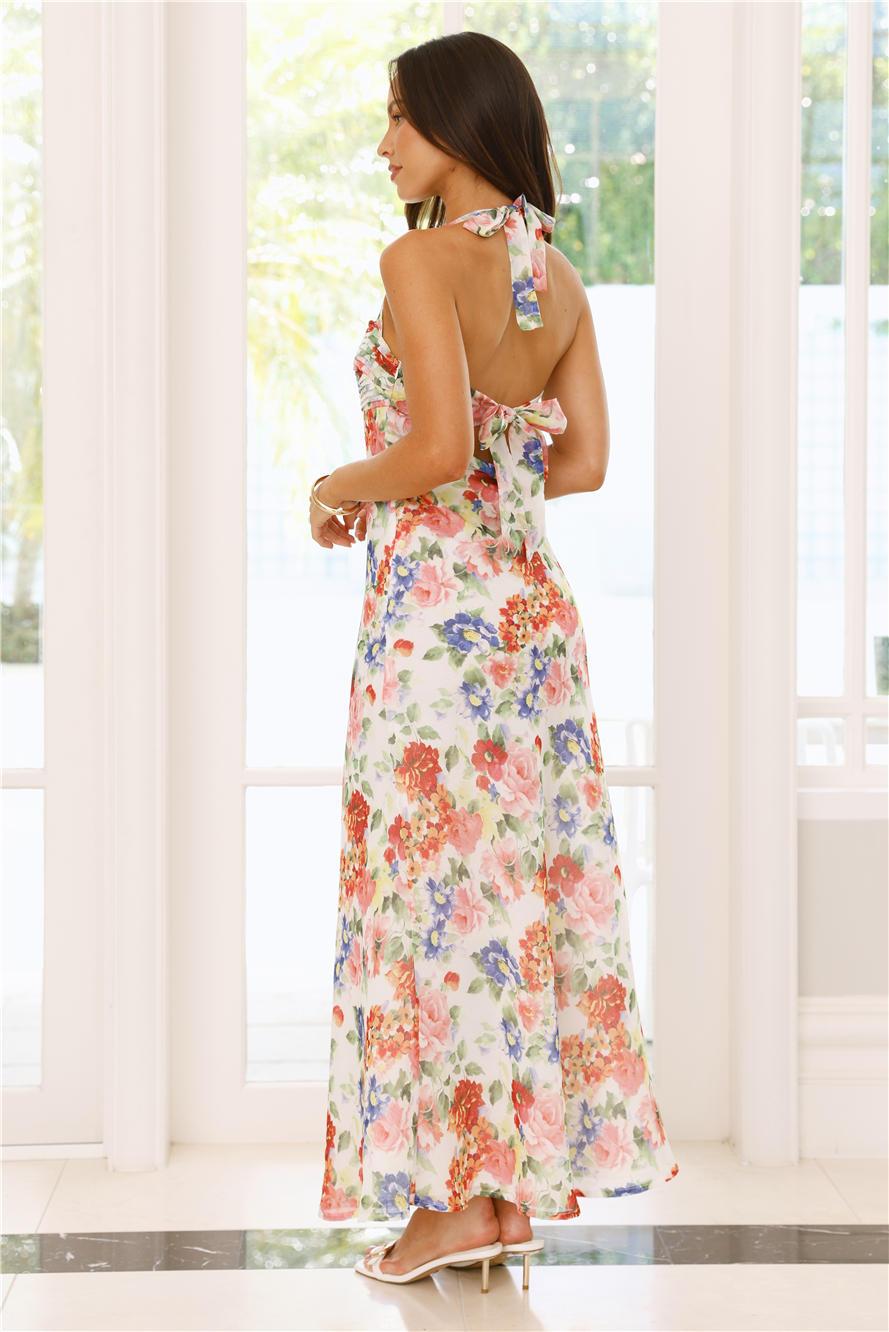 Whimsical Land Halter Maxi Dress Floral Product Image