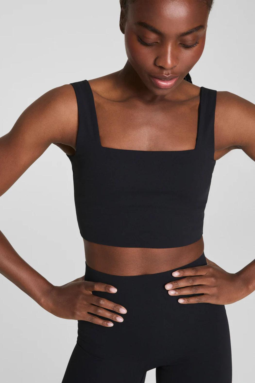 Cropped Square Neck Shelf Tank- Very Black Product Image