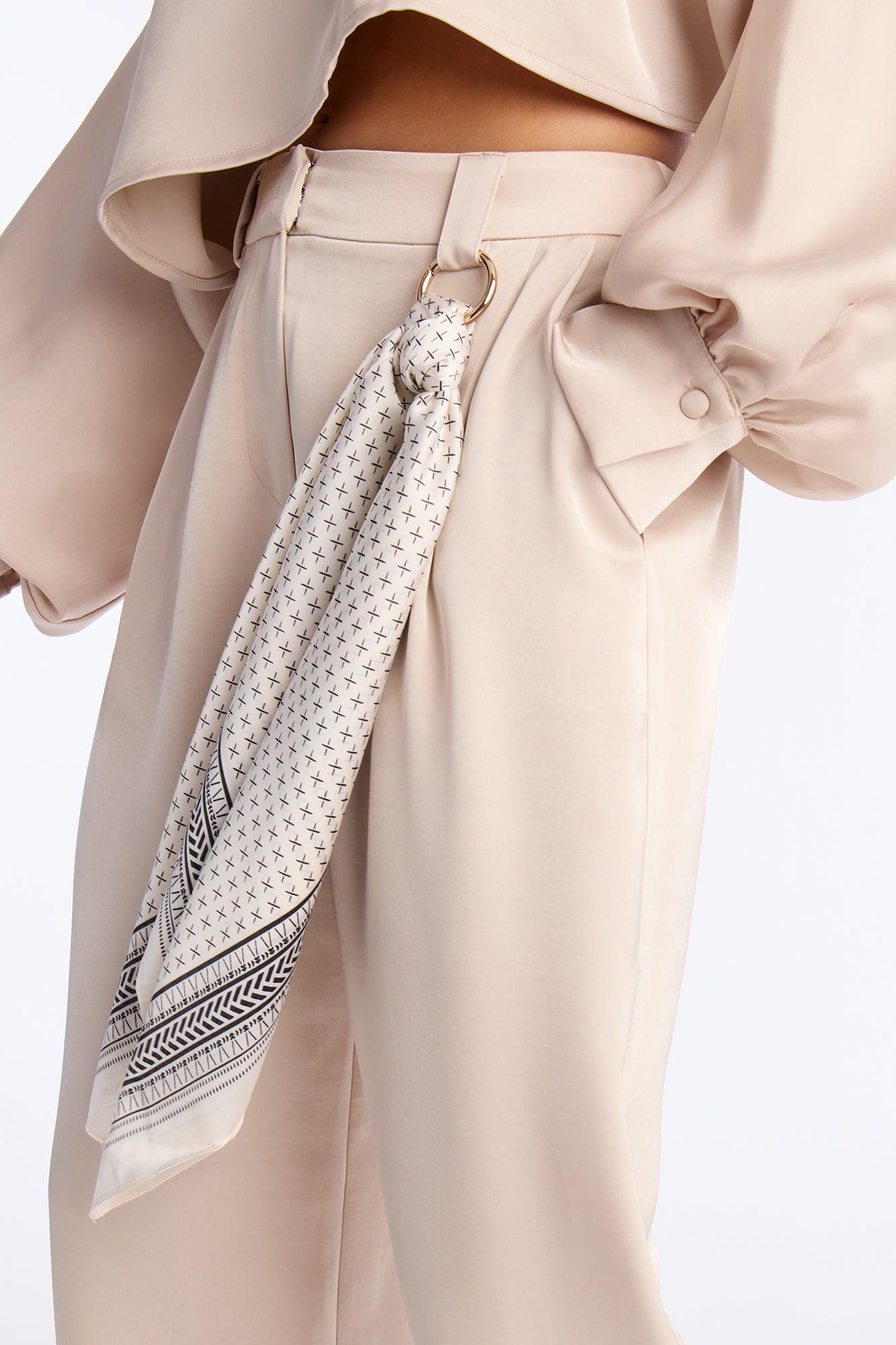 Not Your Typical Satin 3 Piece Pant Set - Champagne Female Product Image