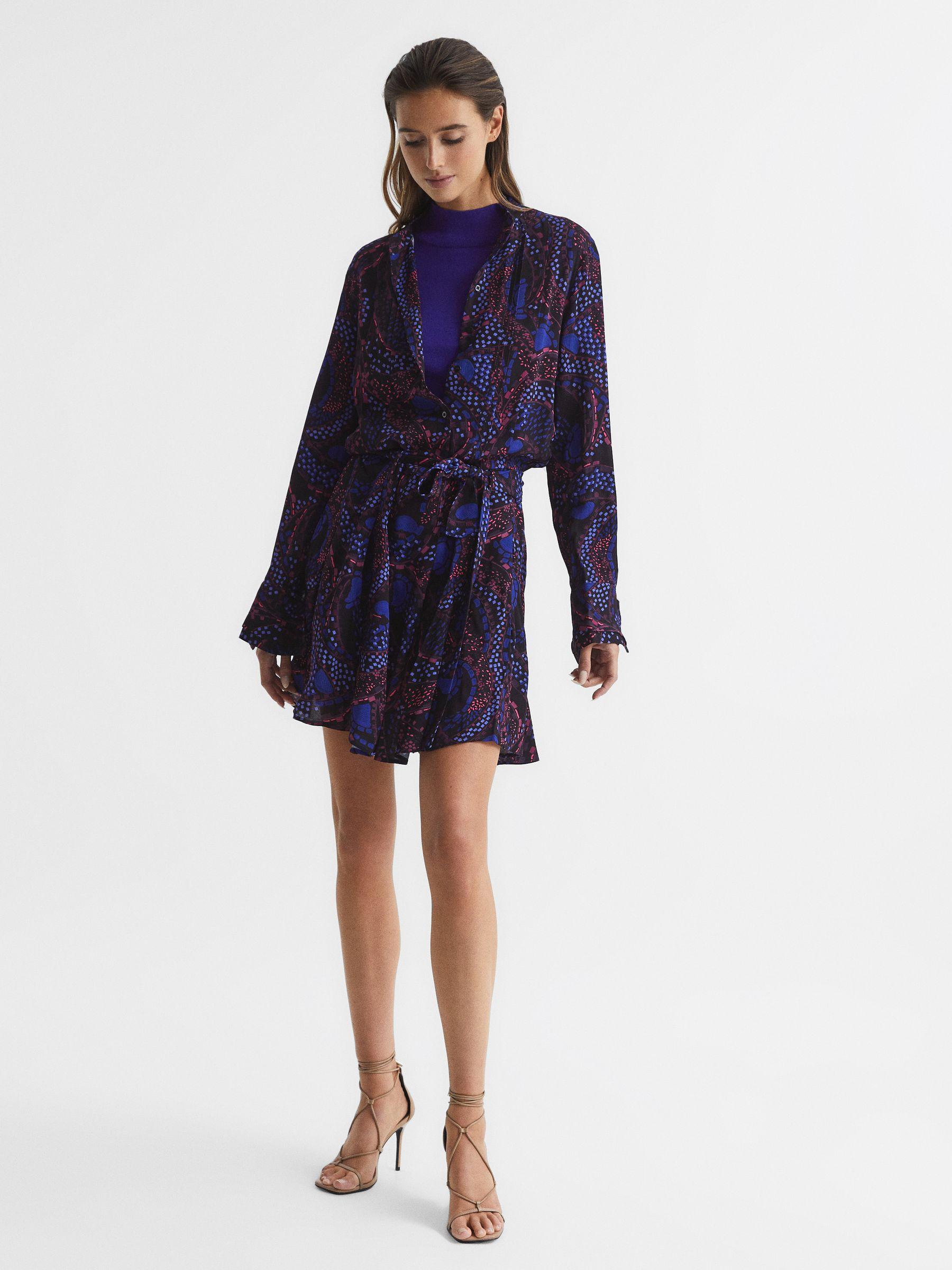 Printed Mini Dress in Purple Product Image