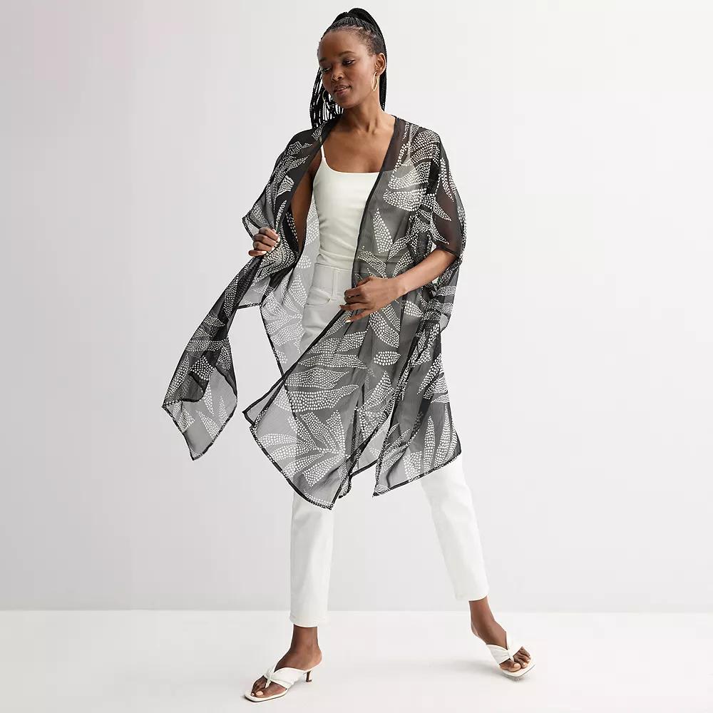 Women's Nine West Tropical Printed Topper, Black White Product Image