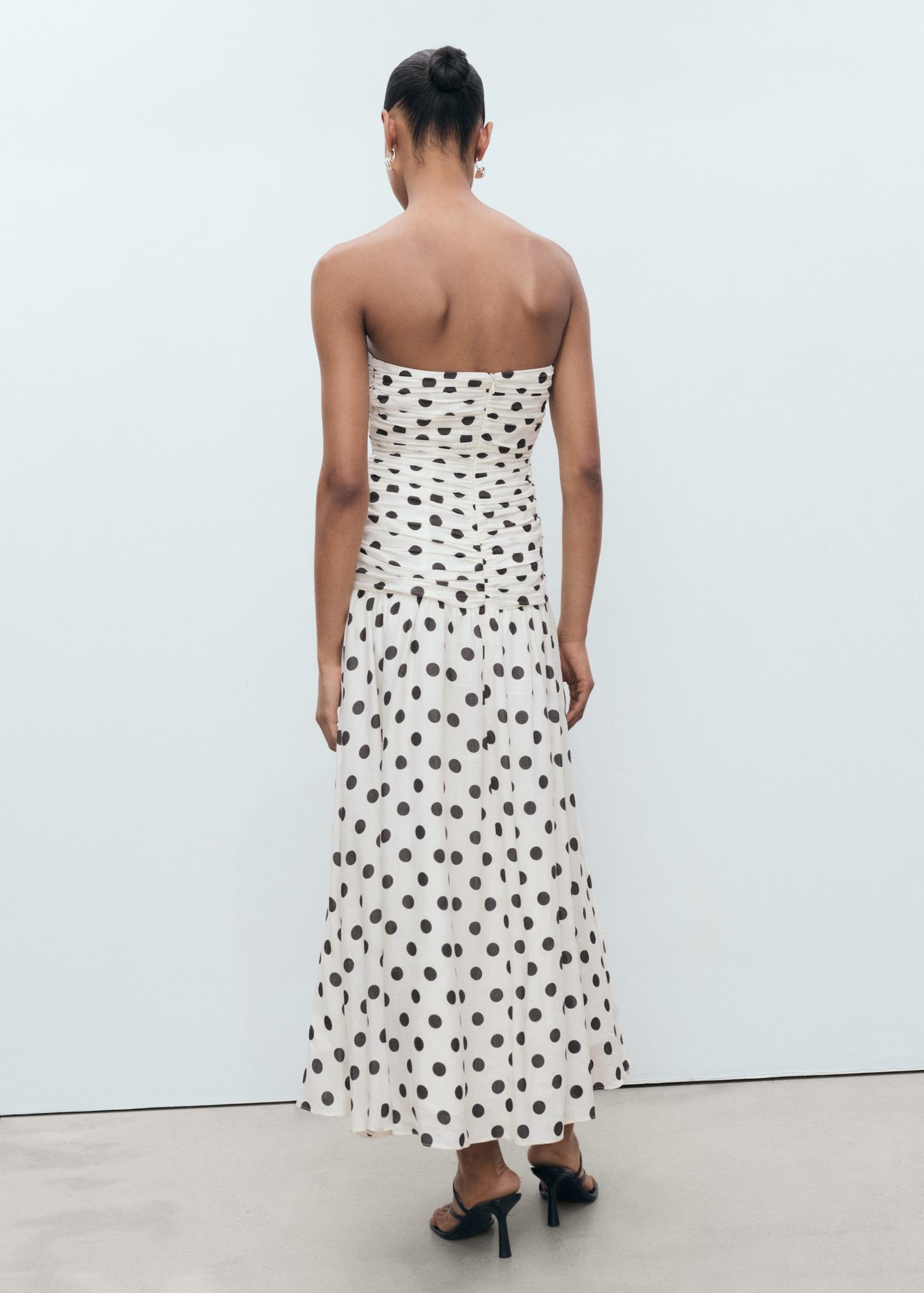 Polka-dot dress with draped body - Women | MANGO USA Product Image
