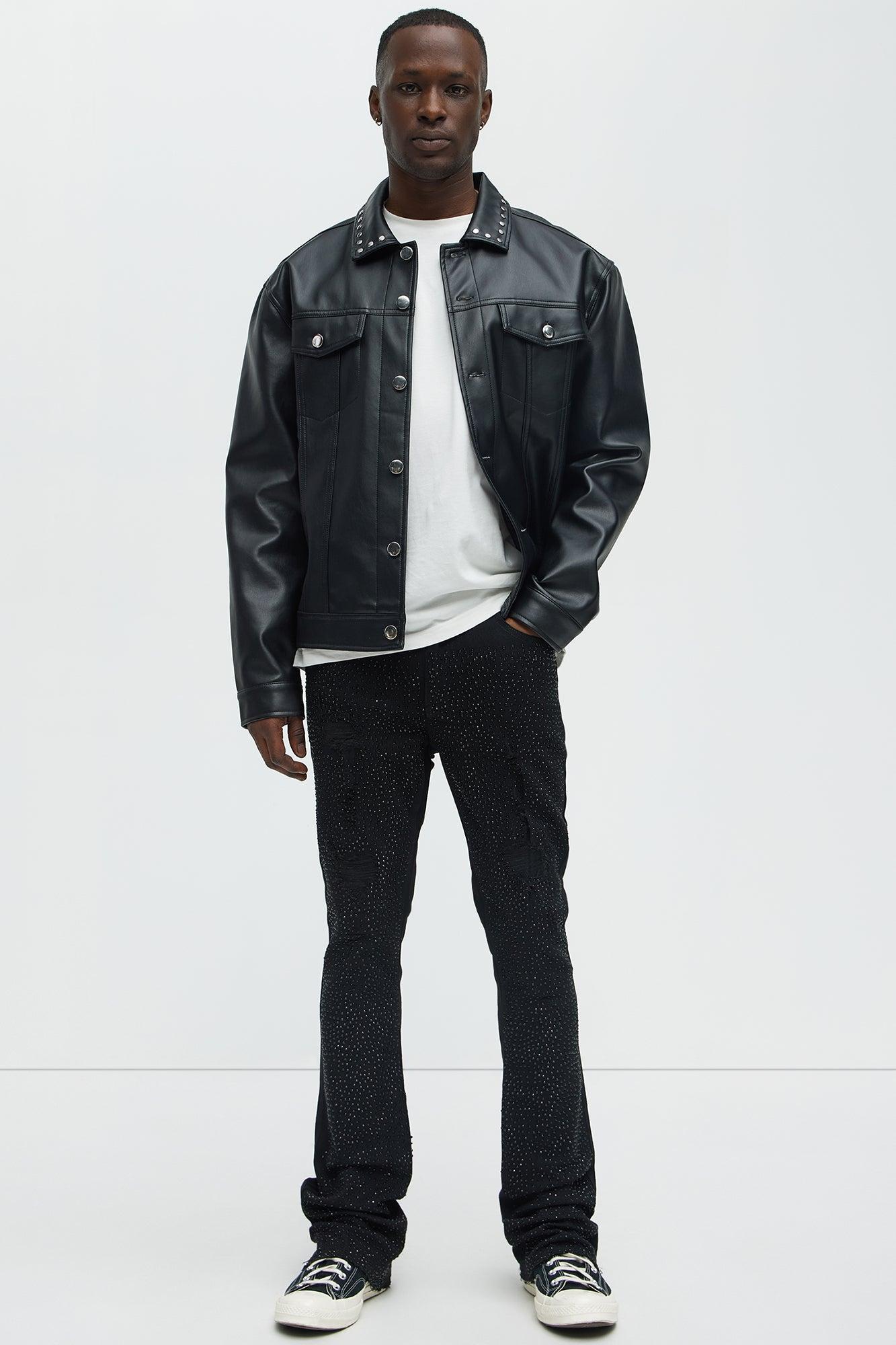 Stacked Skinny Flare On My Bling Distressed Jeans - Black Male Product Image