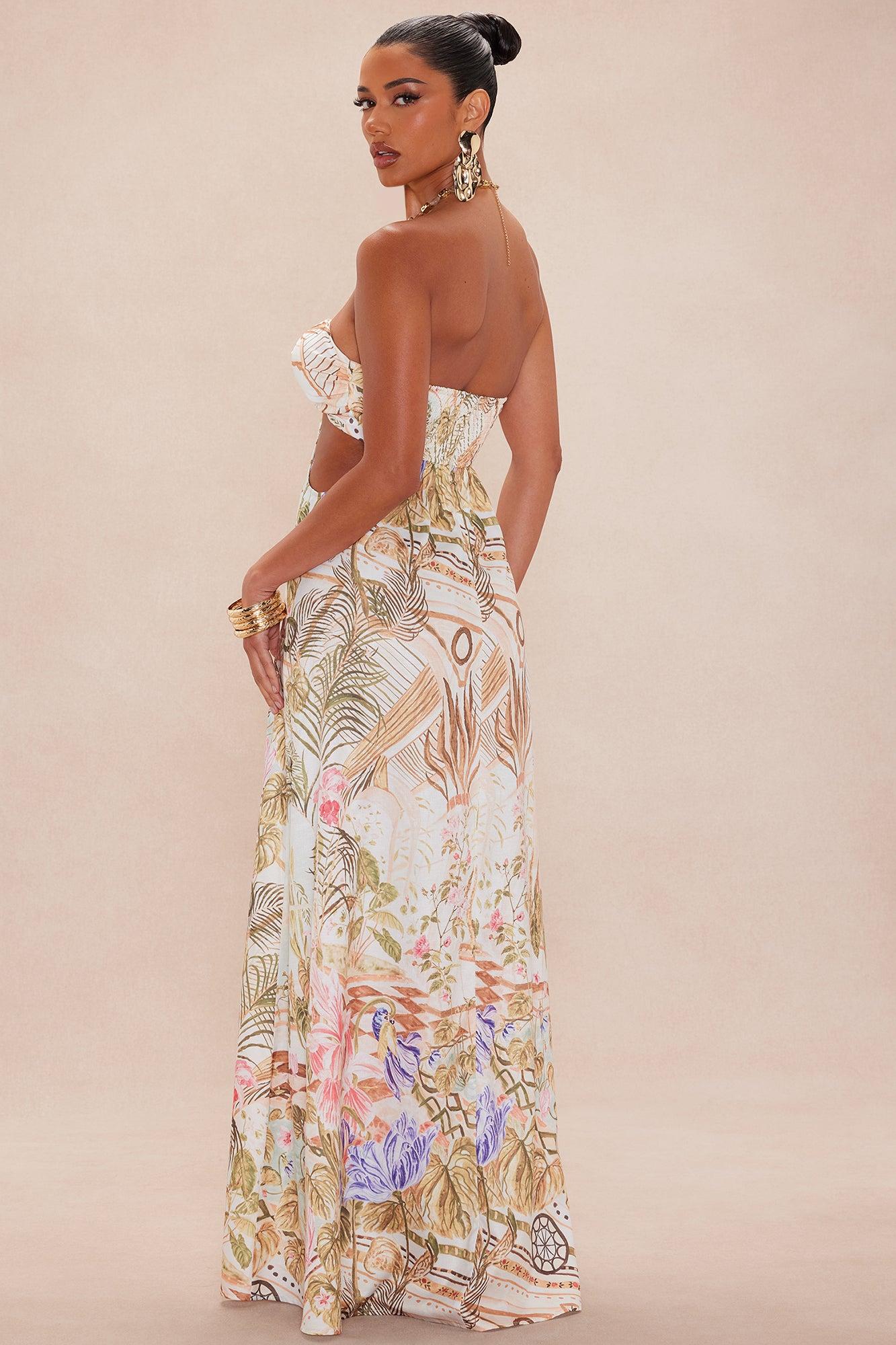 Kalani Satin Maxi Dress - Ivory/combo Product Image