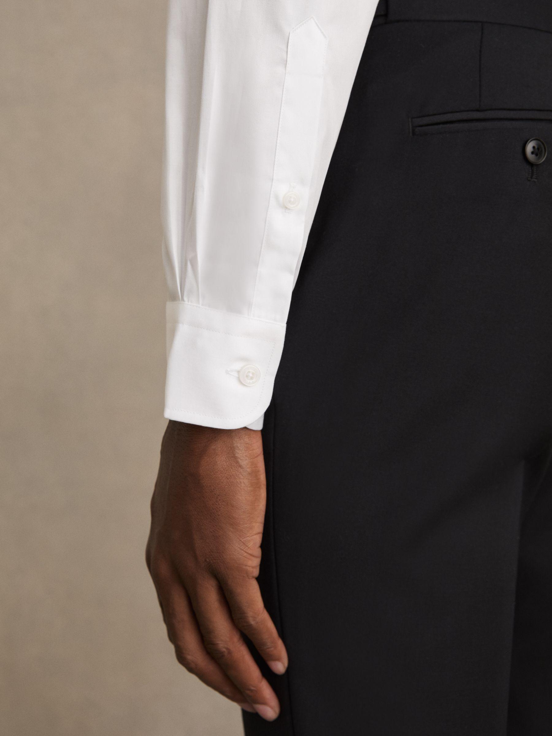 Regular Fit Cotton Sateen Striped Shirt in White Product Image