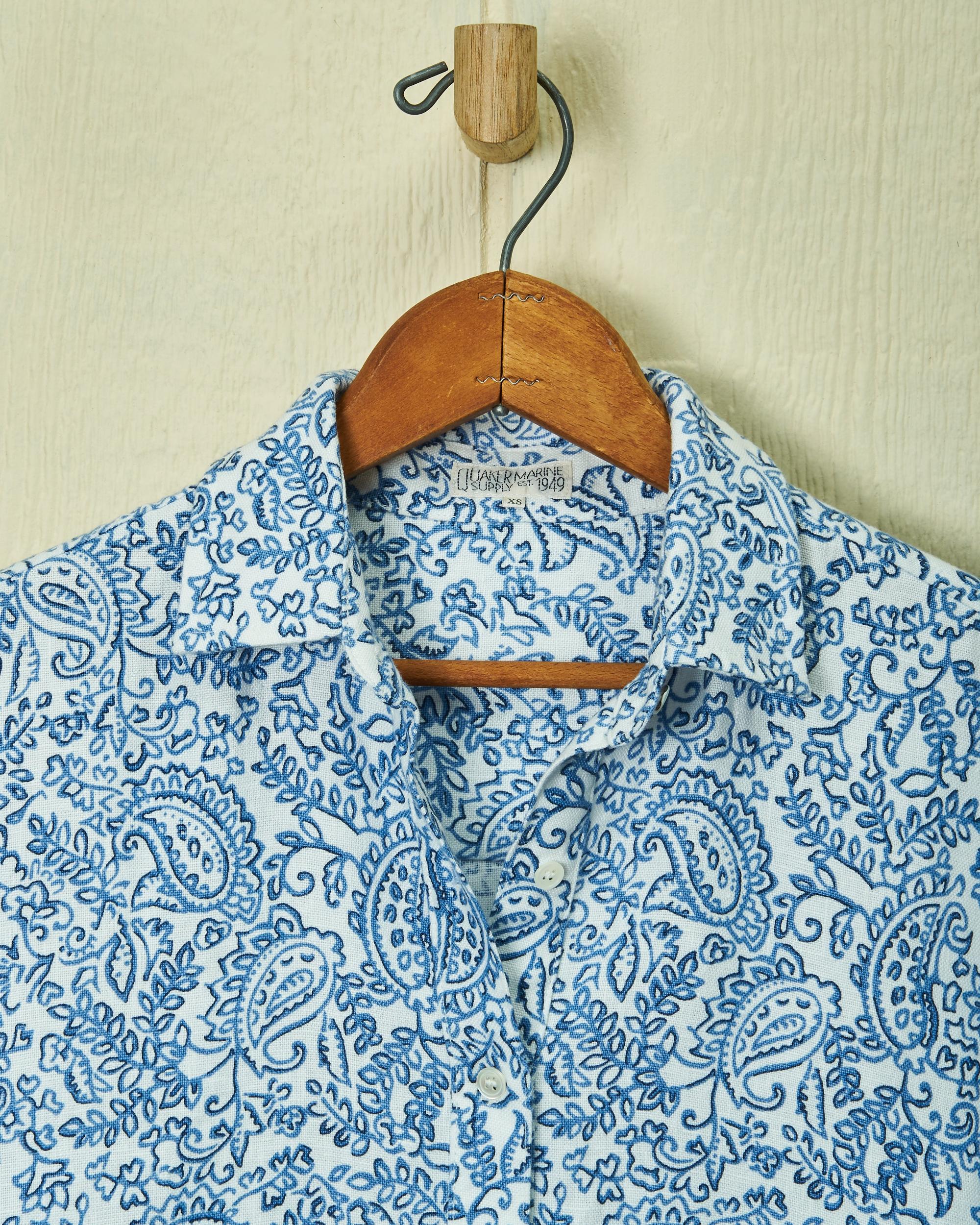 Beach Coverup in Atlantic Blue Paisley Linen Product Image