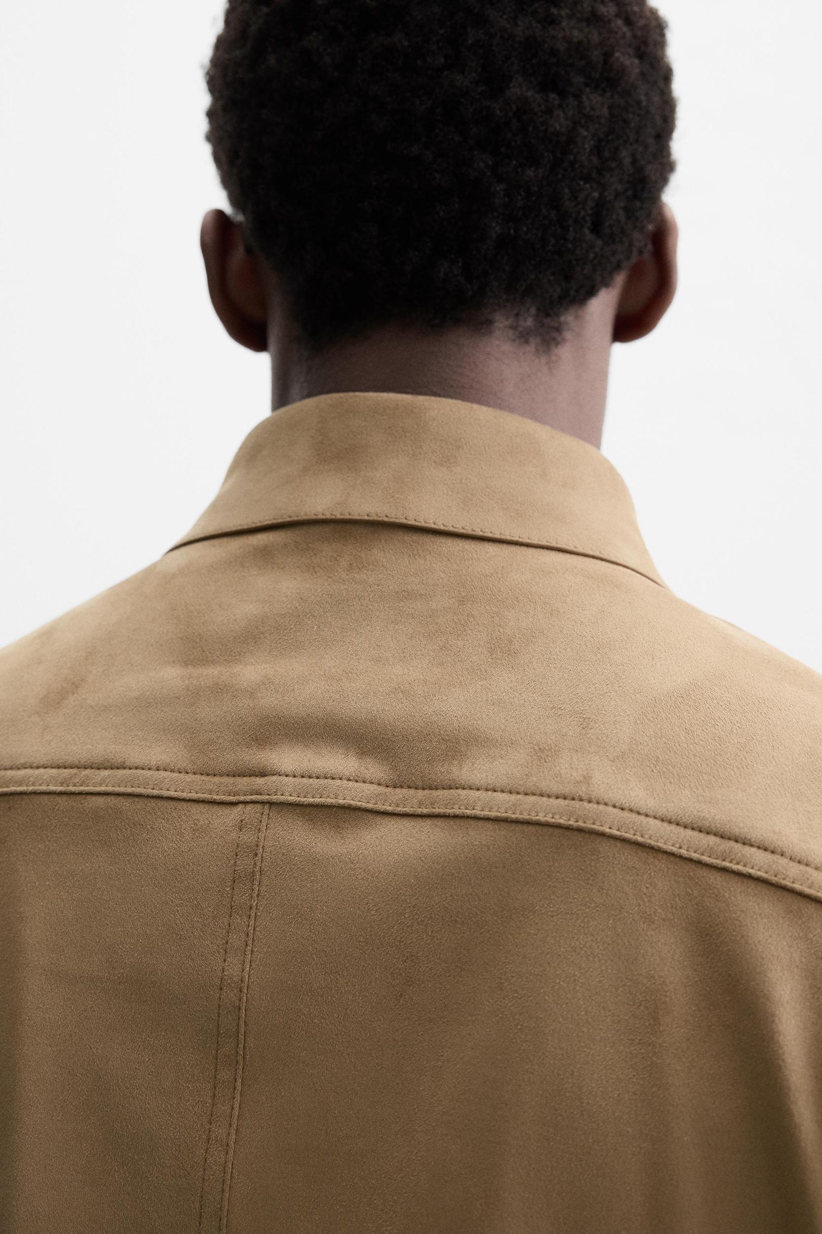 LIGHTWEIGHT FAUX SUEDE OVERSHIRT Product Image