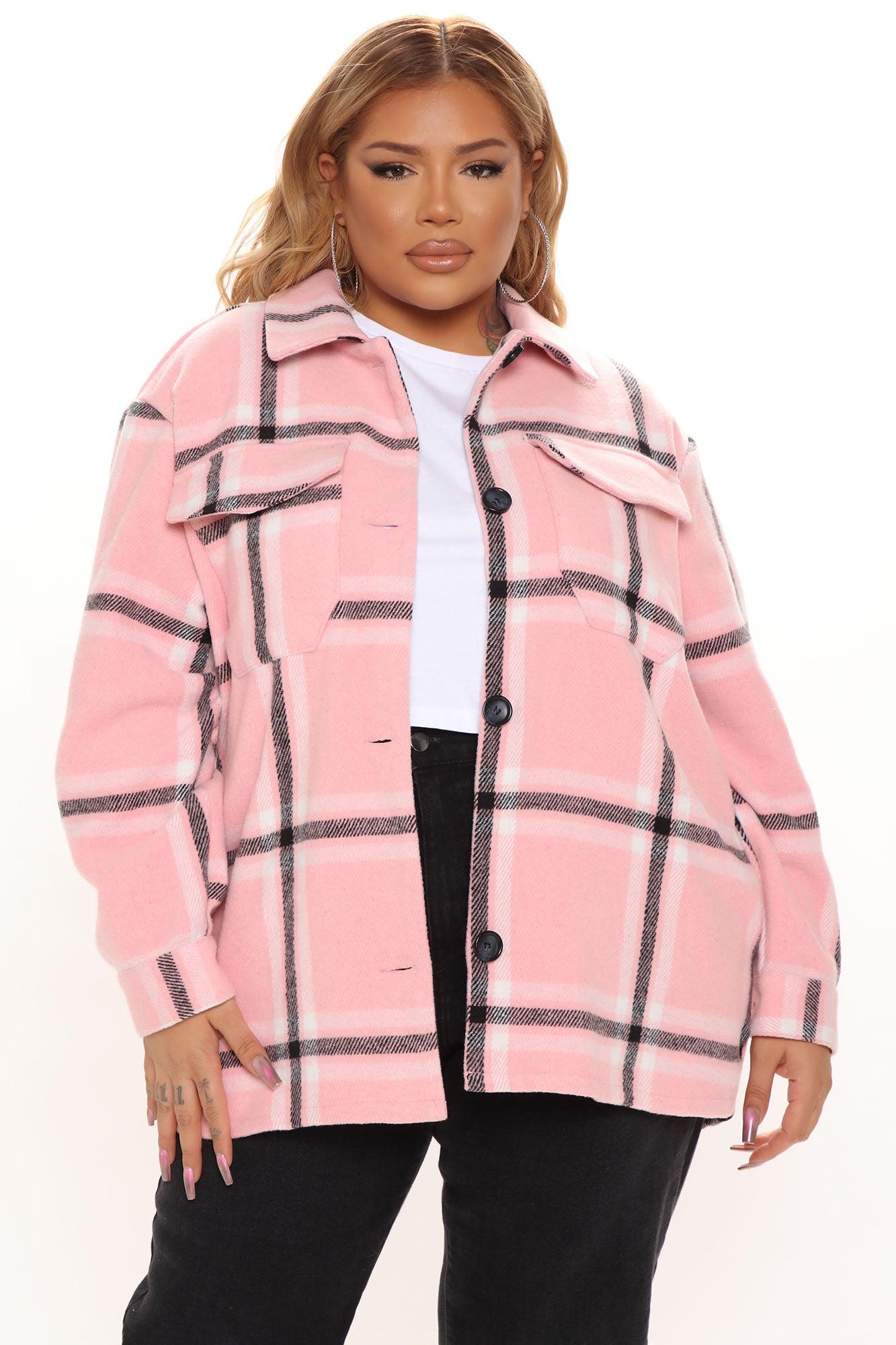 Penelope Plaid Shacket - Pink/combo Product Image