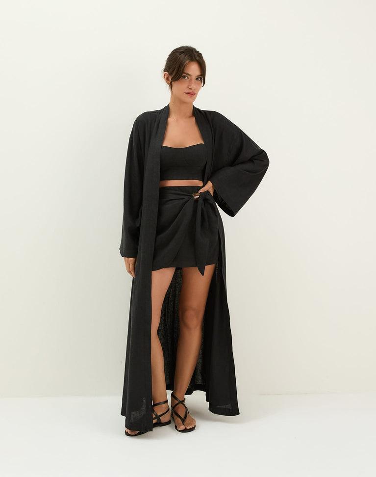 Luna Long Kimono - Black Product Image