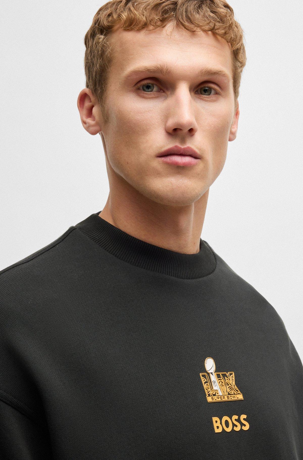 BOSS - BOSS x NFL cotton sweatshirt with gold-tone embroidery - Black Product Image