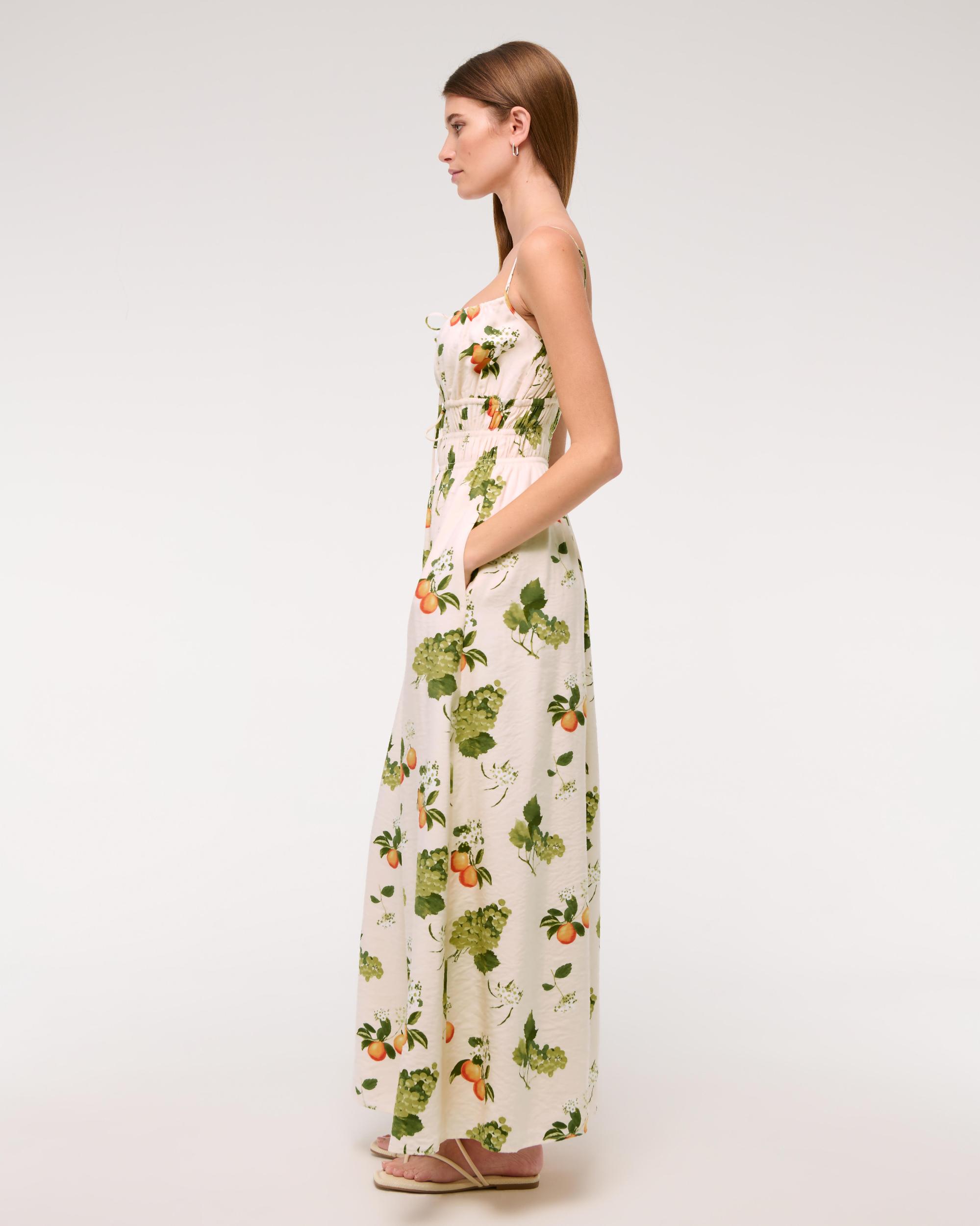 Smocked Tie-Front Maxi Dress Product Image