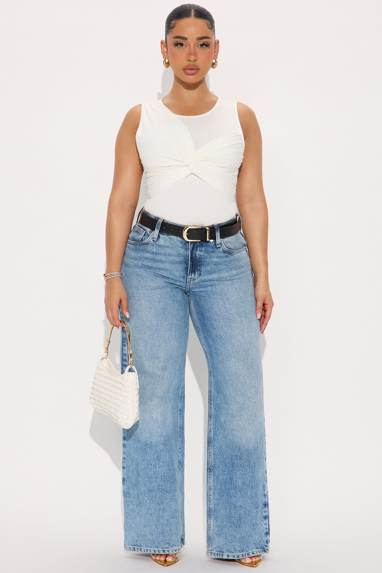 With A Twist Ribbed Bodysuit - Ivory Female Product Image