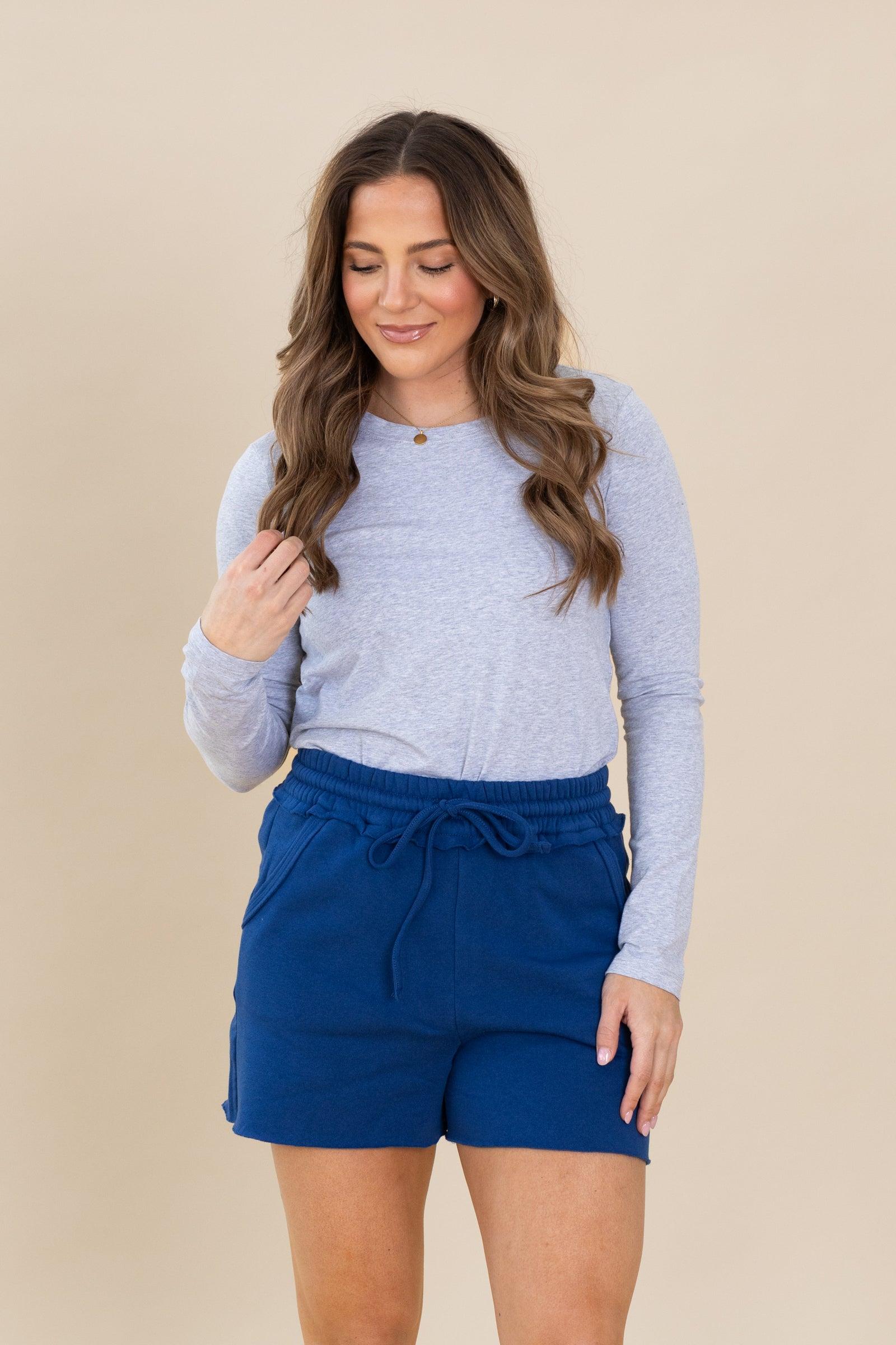 Fleece Raw Hem Drawstring Shorts Product Image