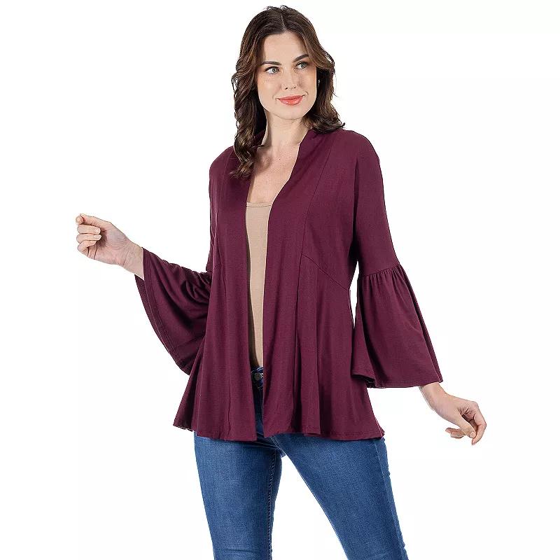 Women's 24Seven Comfort Apparel Bell Sleeve Flared Open Front Cardigan,  Product Image