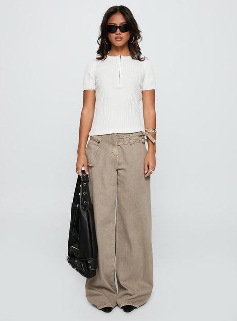 Hold The Line Zip Through Top White Product Image