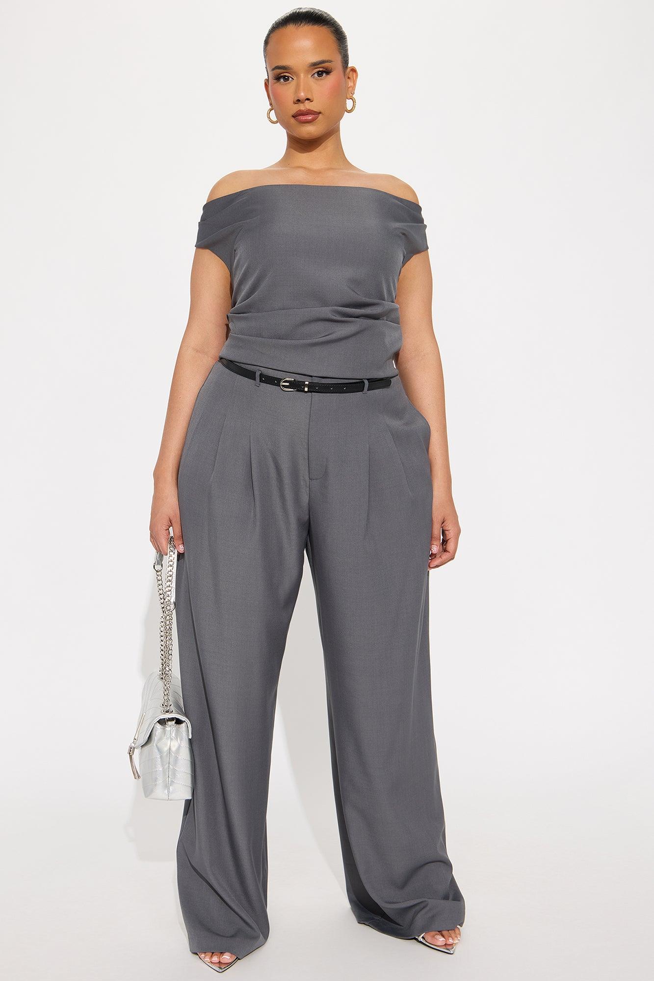 Carmela Off Shoulder Pant Set - Charcoal Product Image