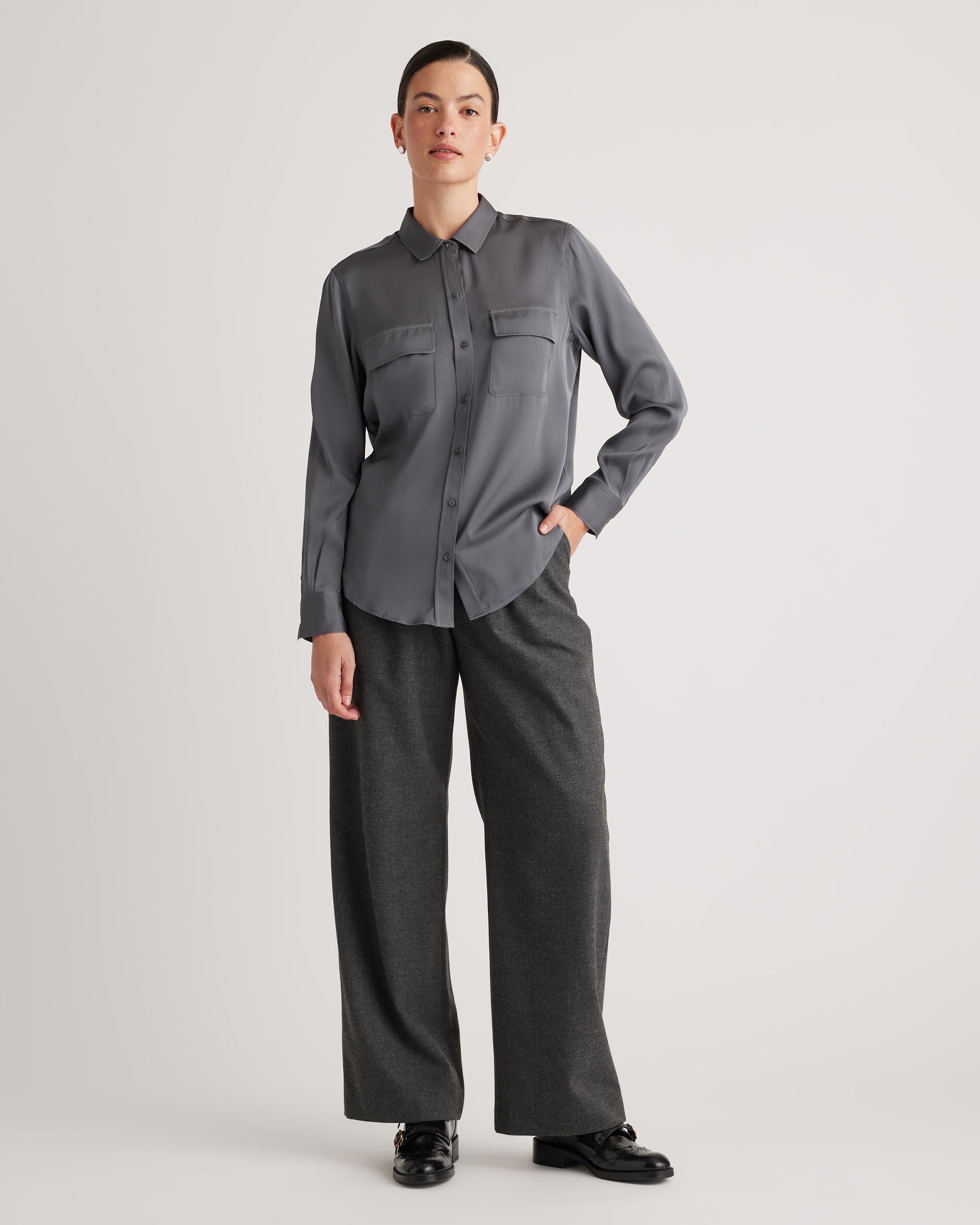 Quince | Women's Washable Stretch Silk Utility Long Sleeve Blouse Product Image