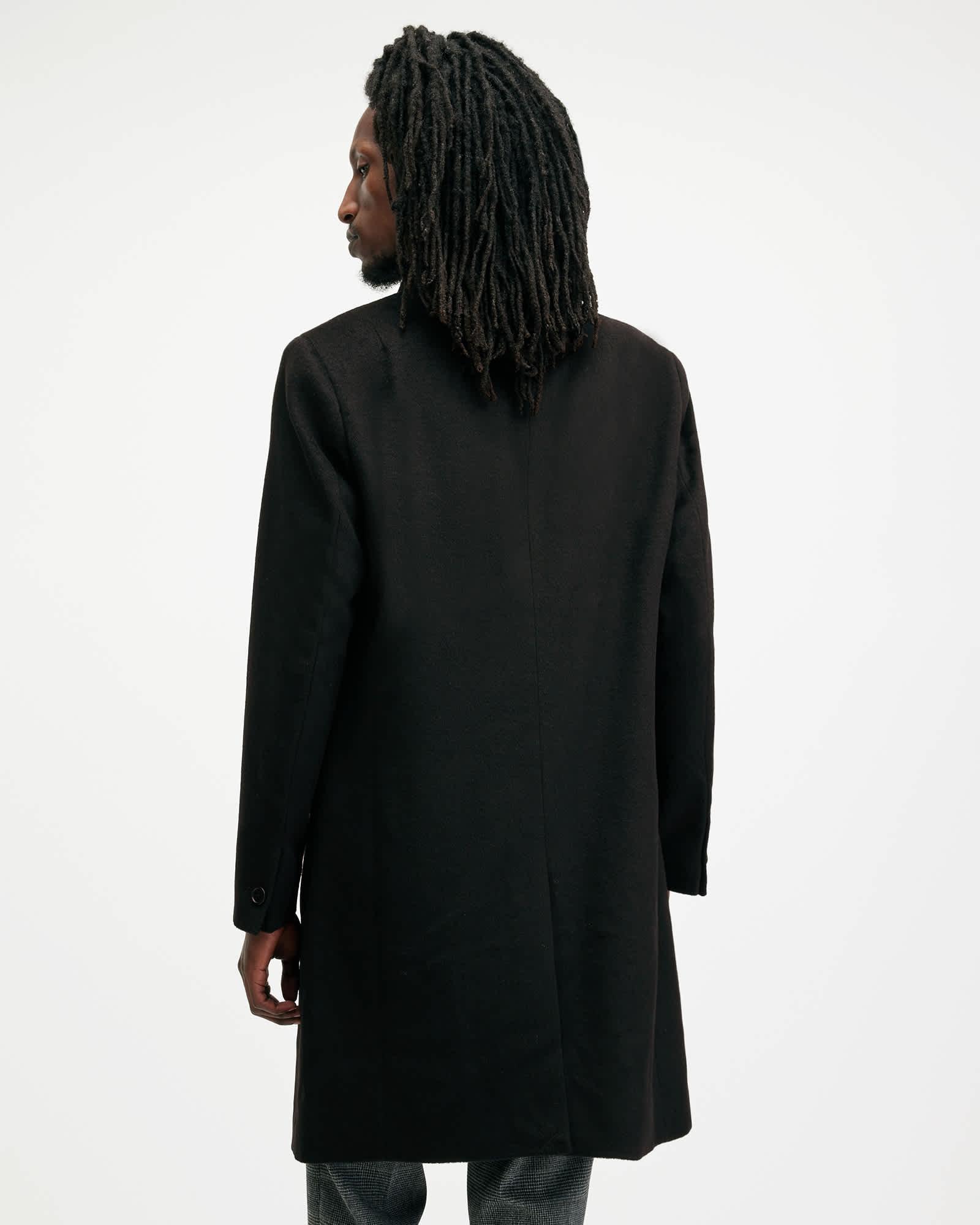 Hal Single Breasted Wool Blend Coat Black | ALLSAINTS US Product Image