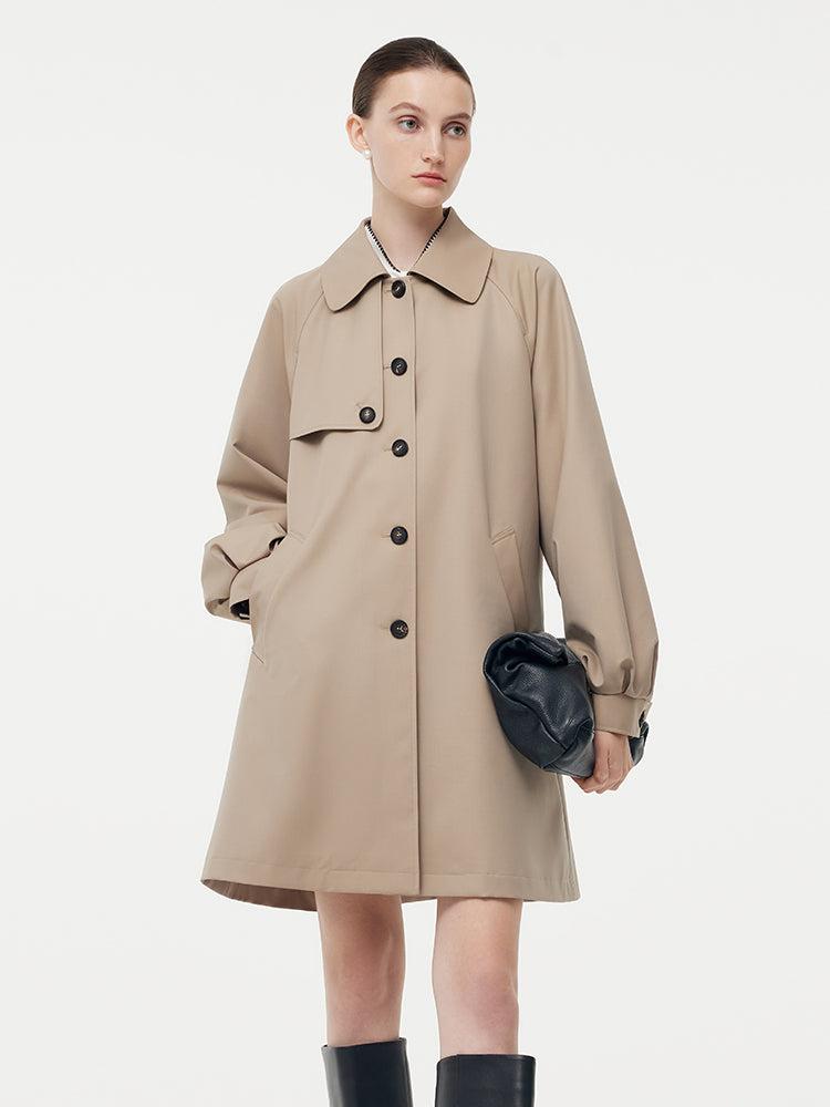 Worsted Wool Blend Waterproof Women Trench Coat Product Image