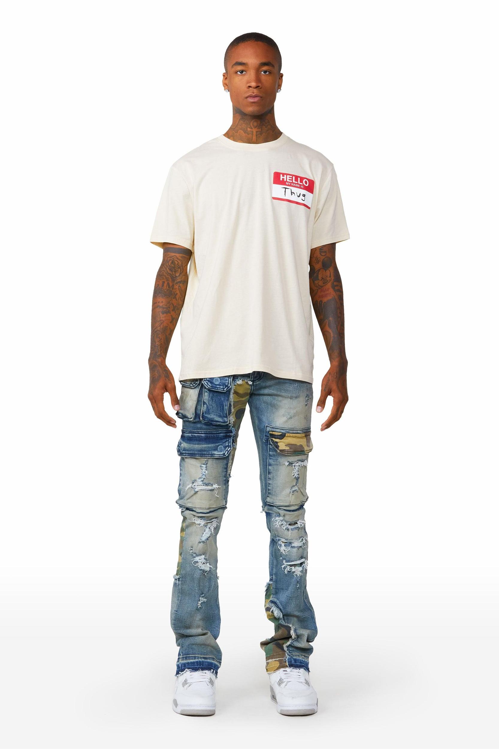 Zeta Blue Stacked Flare Jean Male Product Image